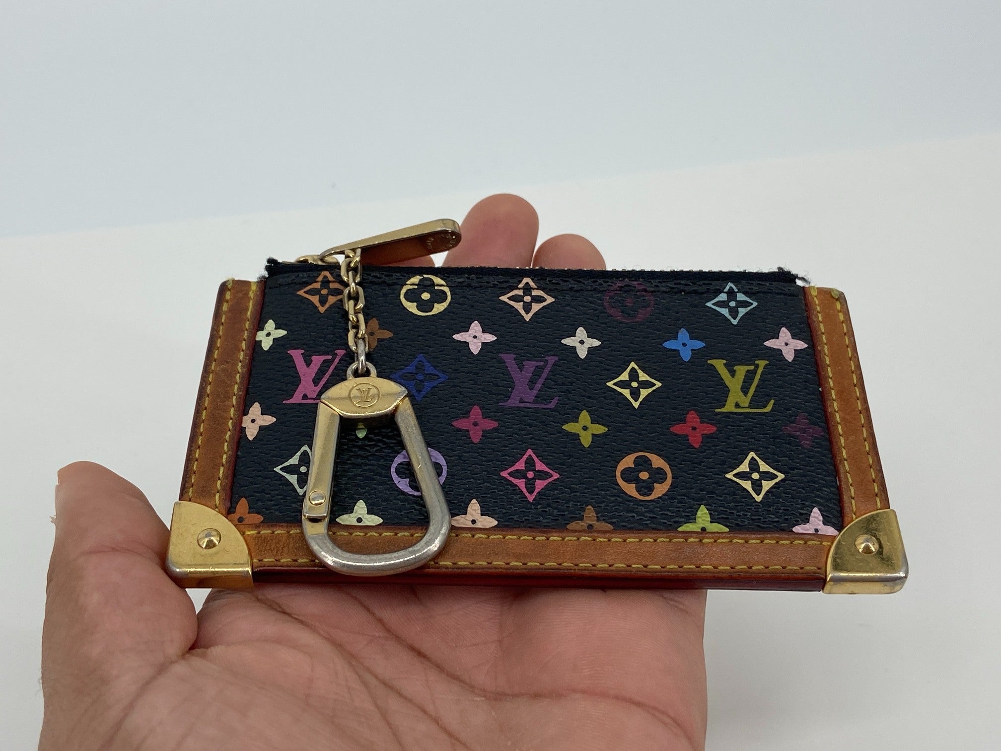 Louis Vuitton Pochette Cles Key Pouch Murakami Multicolor Black