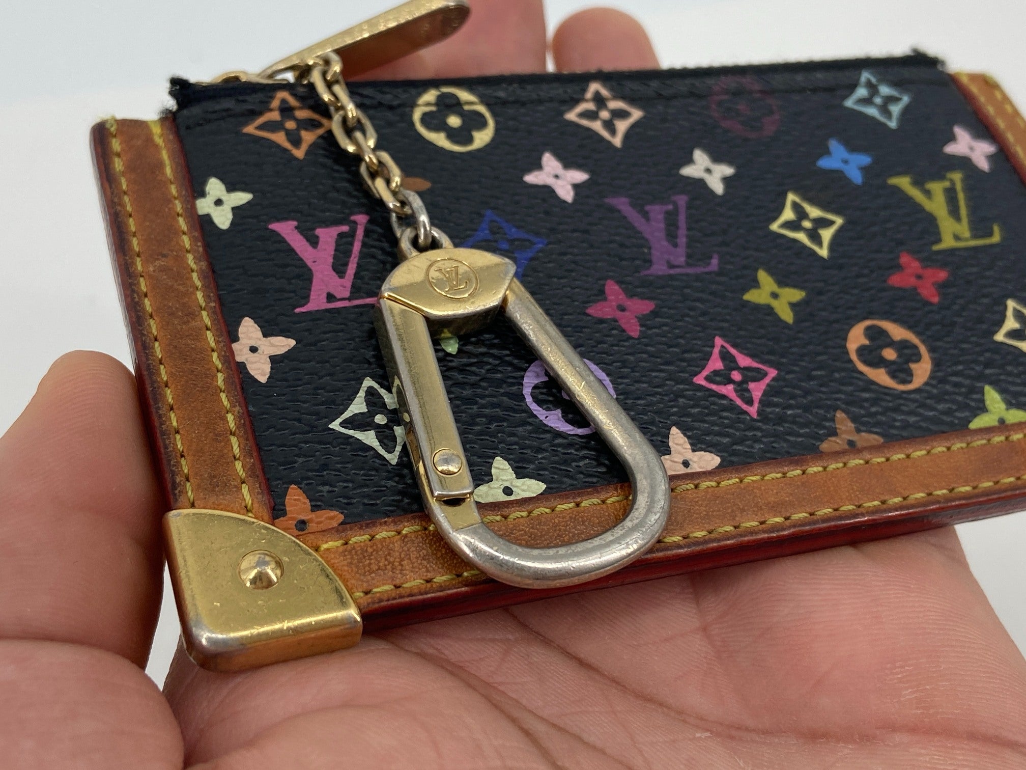 Louis Vuitton Pochette Cles Key Pouch Murakami Multicolor Black