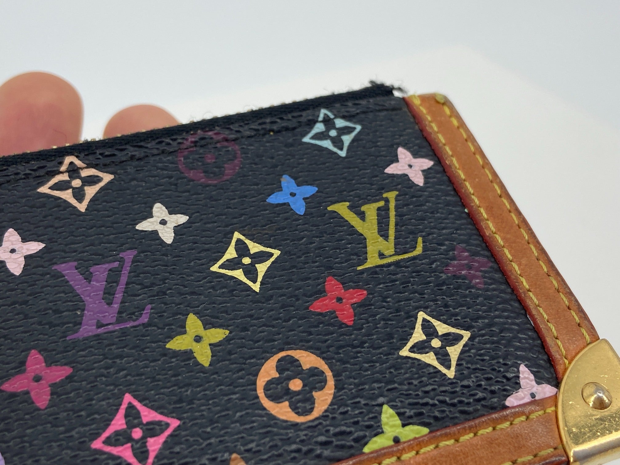 Louis Vuitton Pochette Cles Key Pouch Murakami Multicolor Black