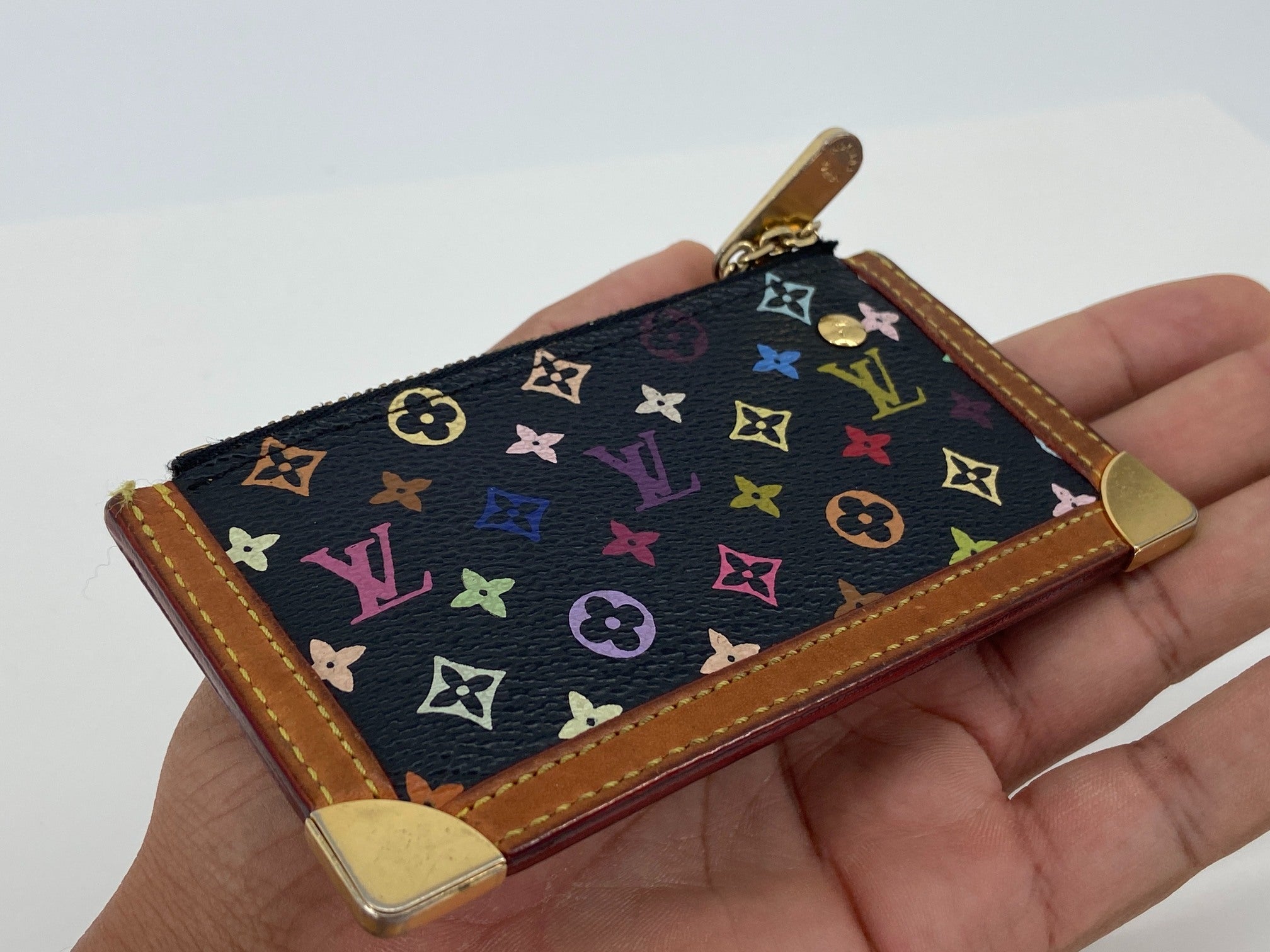 Louis Vuitton Pochette Cles Key Pouch Murakami Multicolor Black