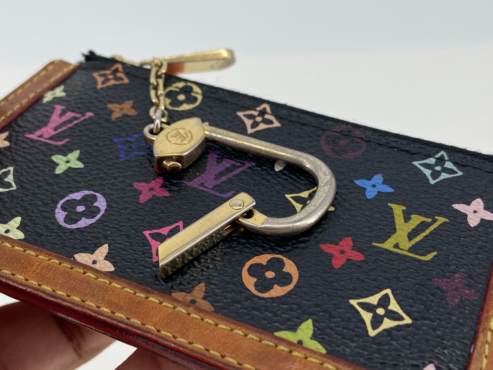 Louis Vuitton Pochette Cles Key Pouch Murakami Multicolor Black