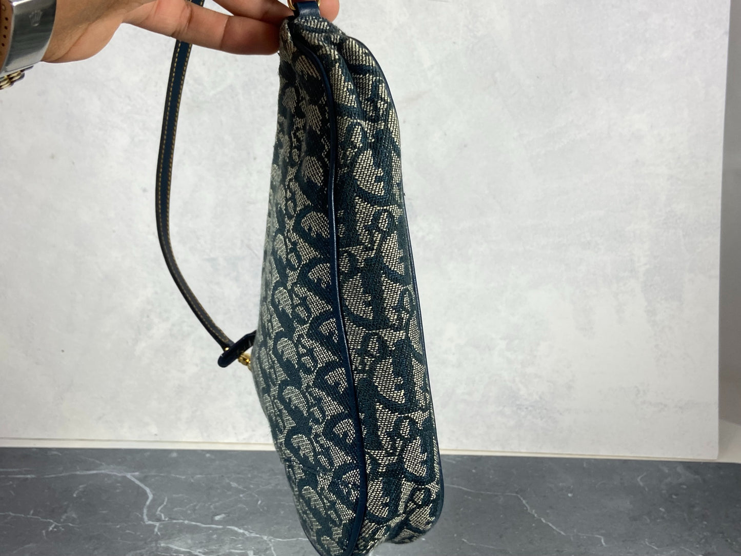 Christian Dior Saddle Pochette / Mini / Hobo Bag Navy Trotter Monogram