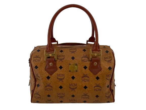 MCM Hand / Boston Bag Beige Visetos Cognac Monogram