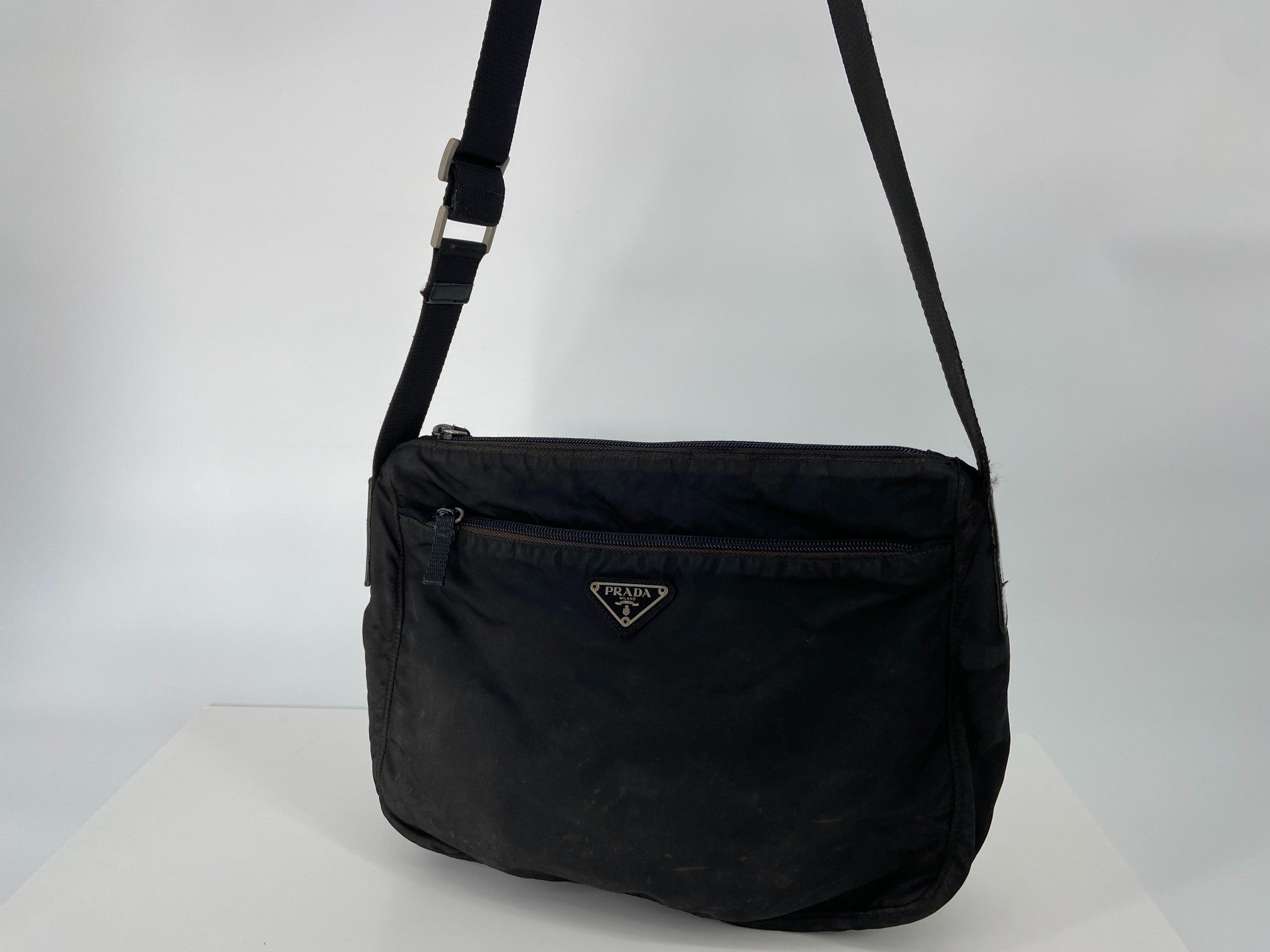 Prada Tessuto Nylon Shoulder / Messenger Bag Black