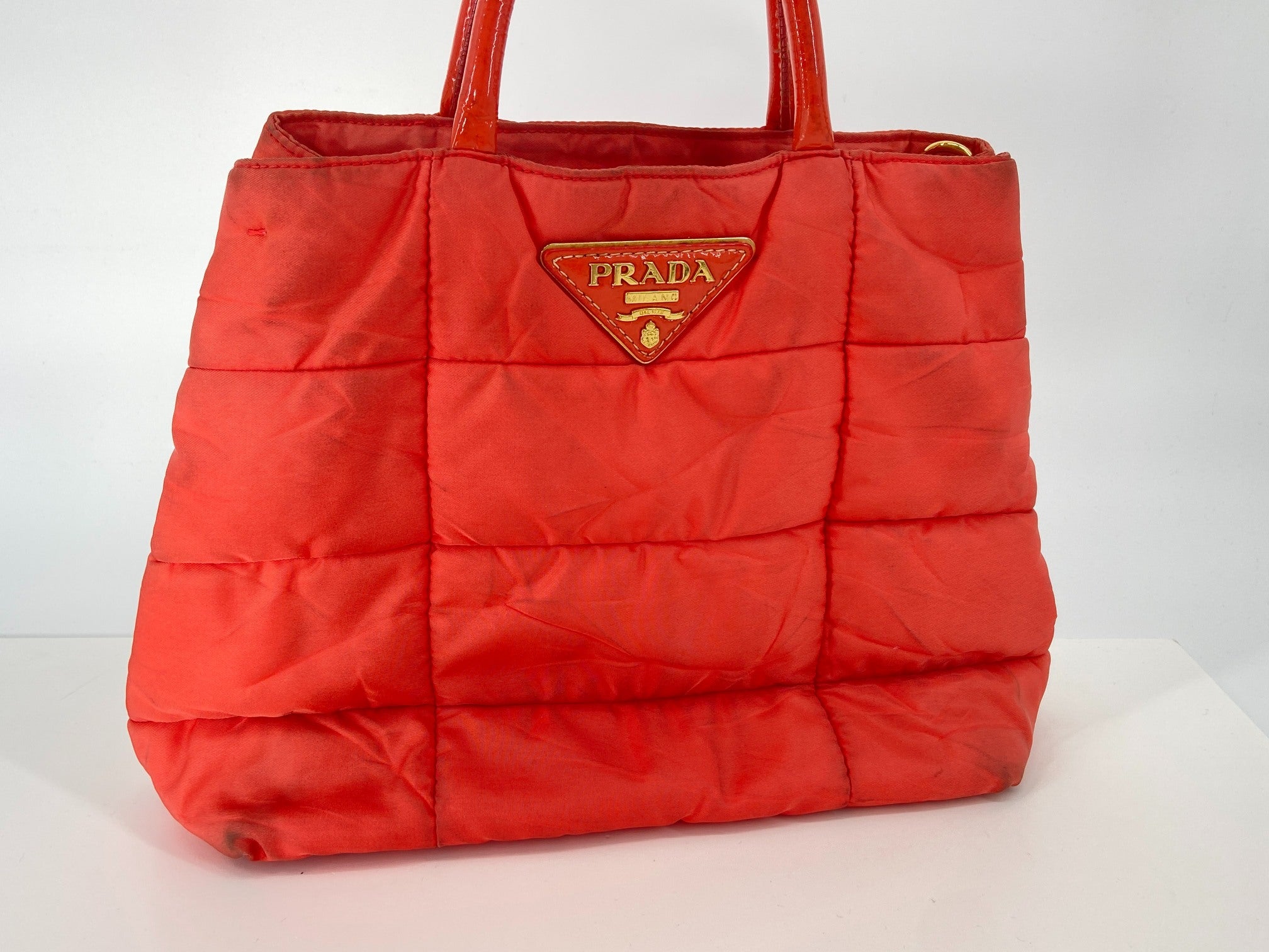 Prada Tessuto Quilted Nylon Hand / Tote Bag Pink