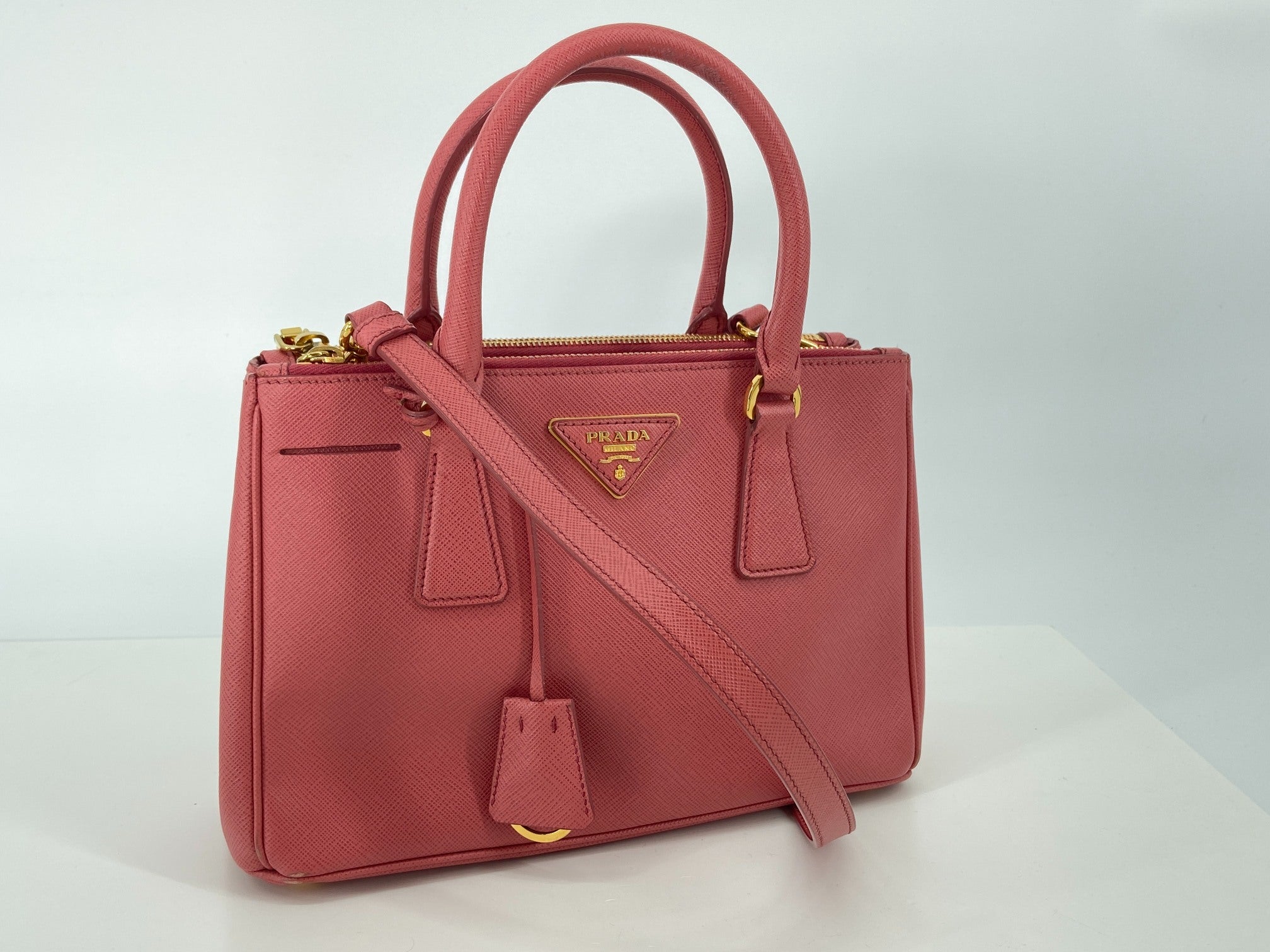 Prada Galleria Hand Bag Pink Saffiano Leather