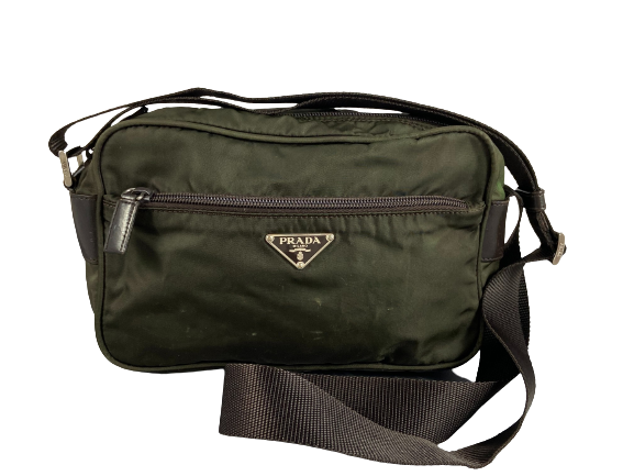 Prada B9061 Tessuto Nylon Shoulder / Messenger Bag Dark Green