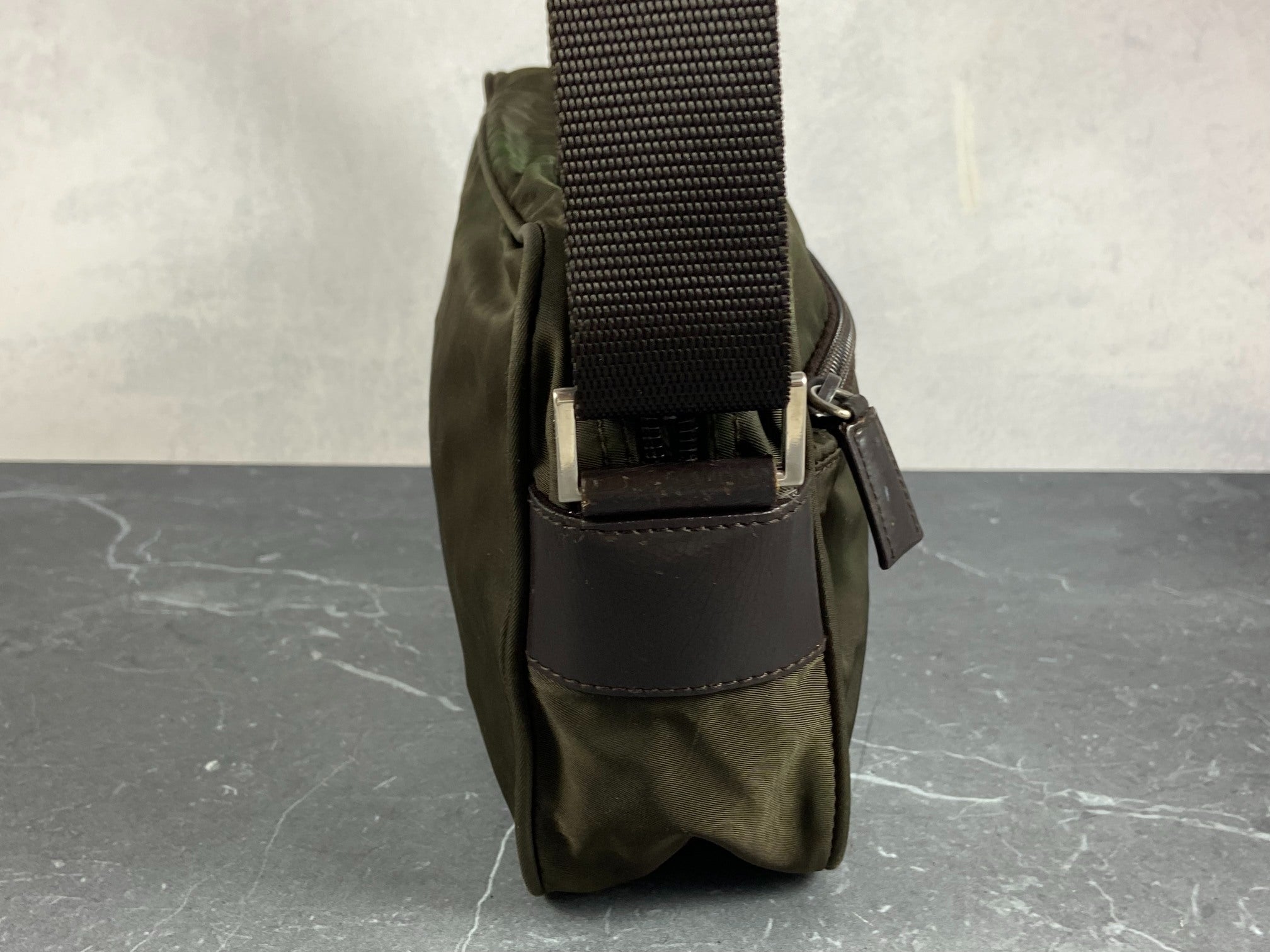 Prada B9061 Tessuto Nylon Shoulder / Messenger Bag Dark Green