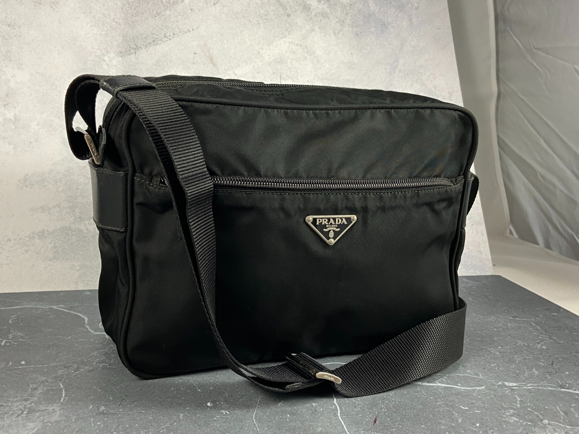 Prada Tessuto Nylon Shoulder / Messenger Bag Black