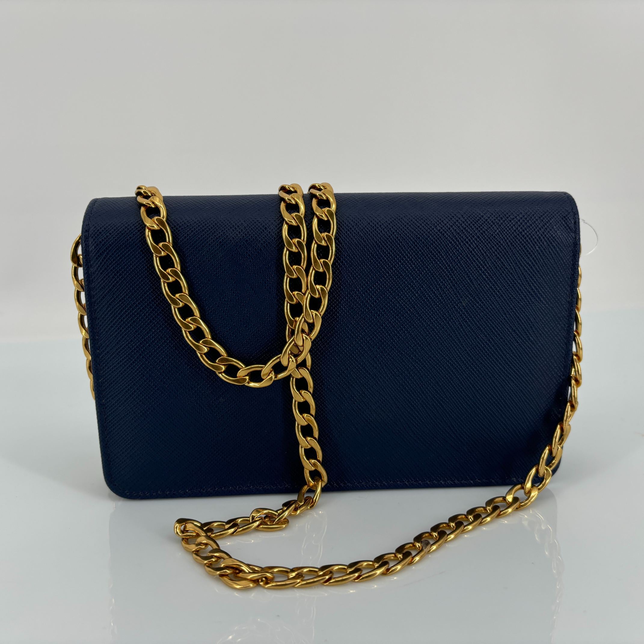 Prada 1BP006 Crossbody WOC Bag Bluette Saffiano Lux Leather