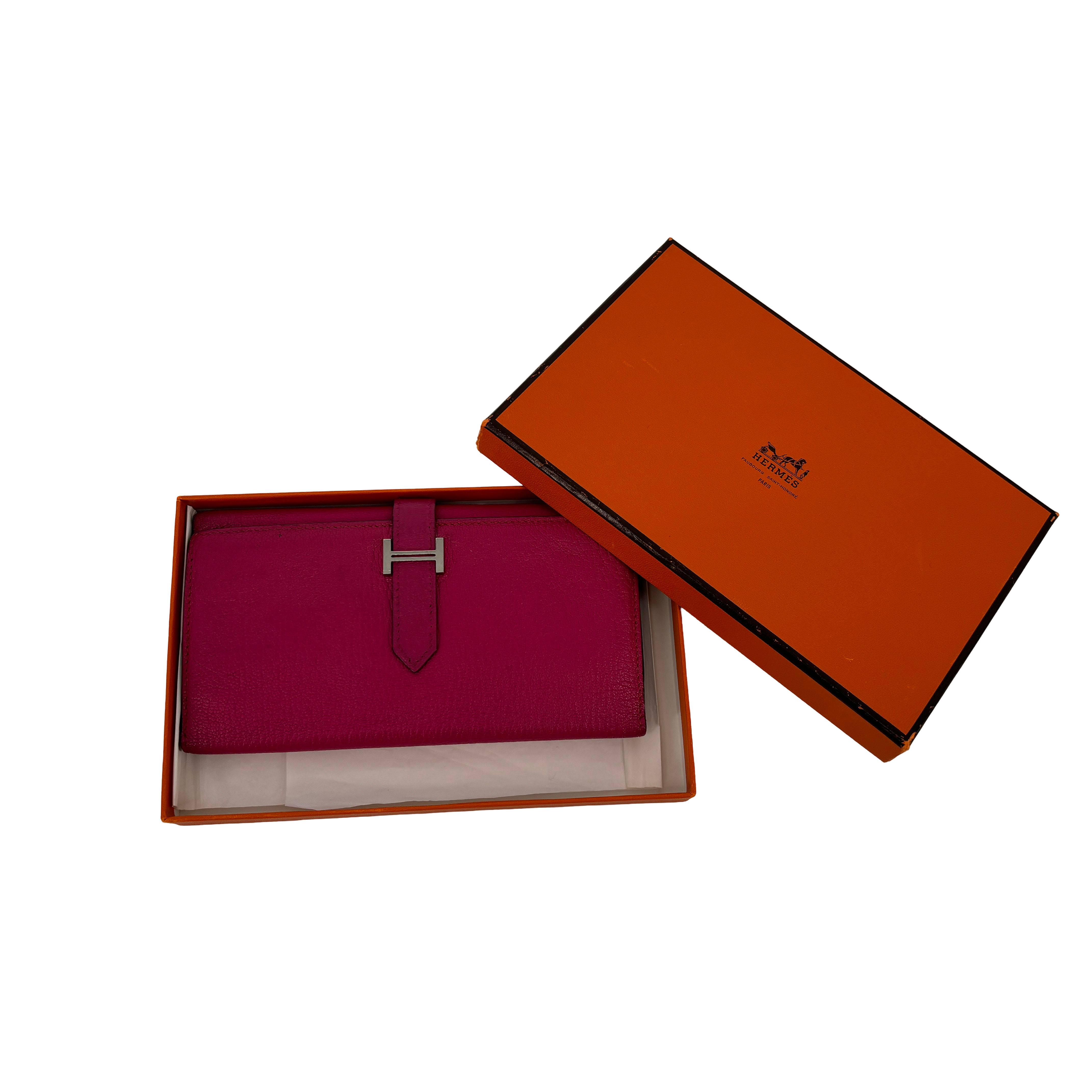 Hermès Béarn Wallet Purple Epsom Leather incl. Box