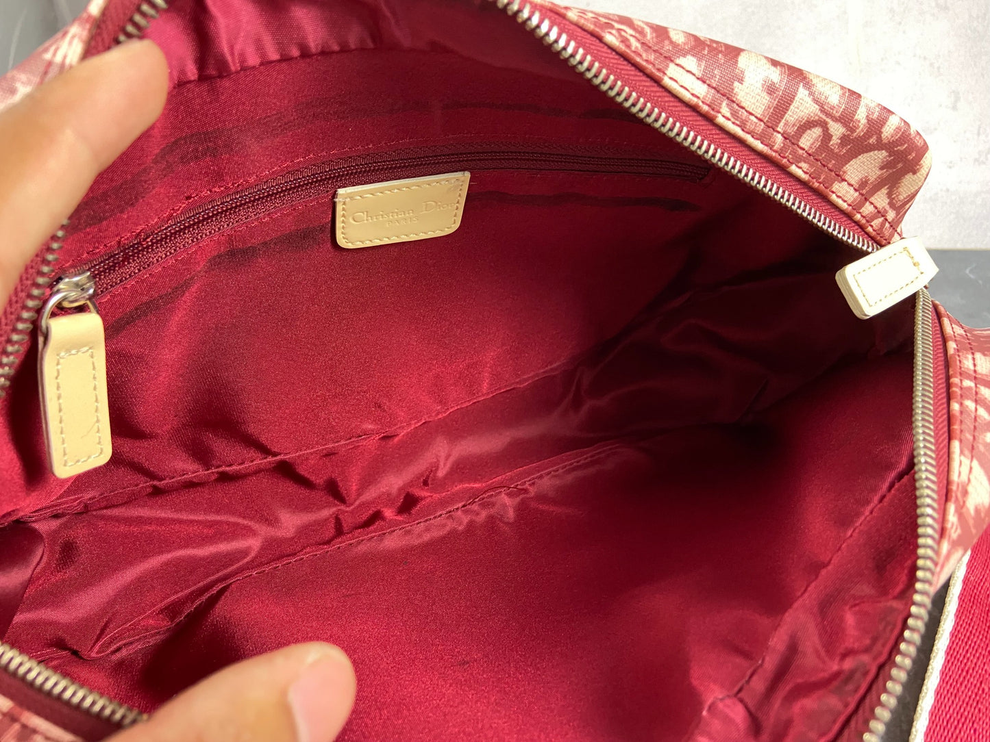 Christian Dior No. 2  Shoulder Bag Red Trotter Monogram