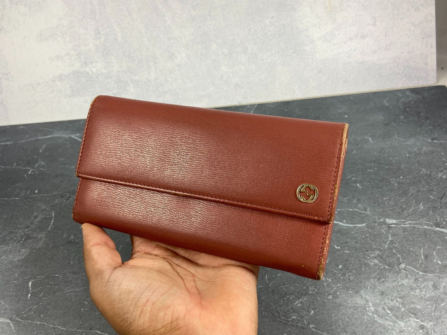 Gucci Long Wallet Light Red Leather