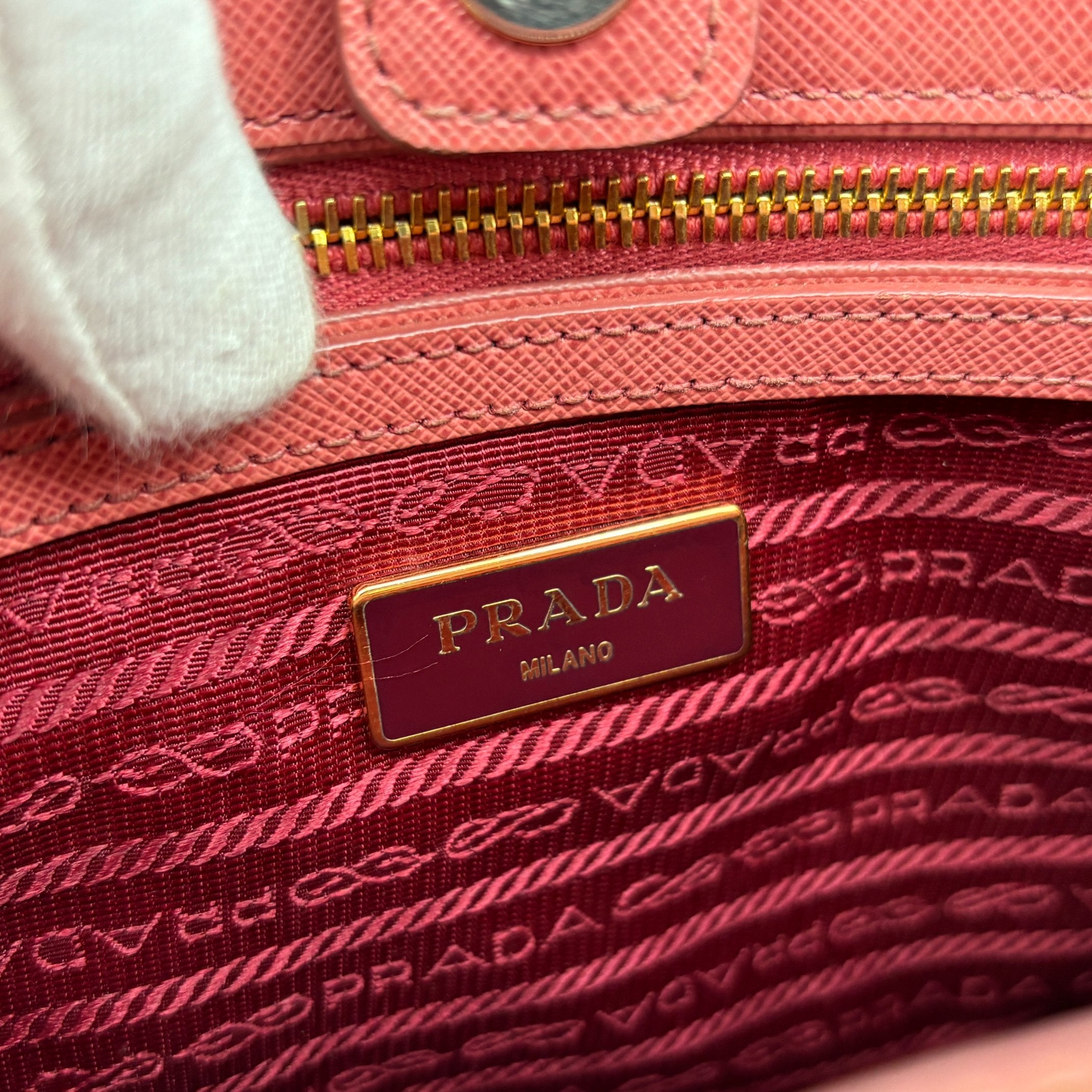 Prada Galleria Hand Bag Pink Saffiano Leather