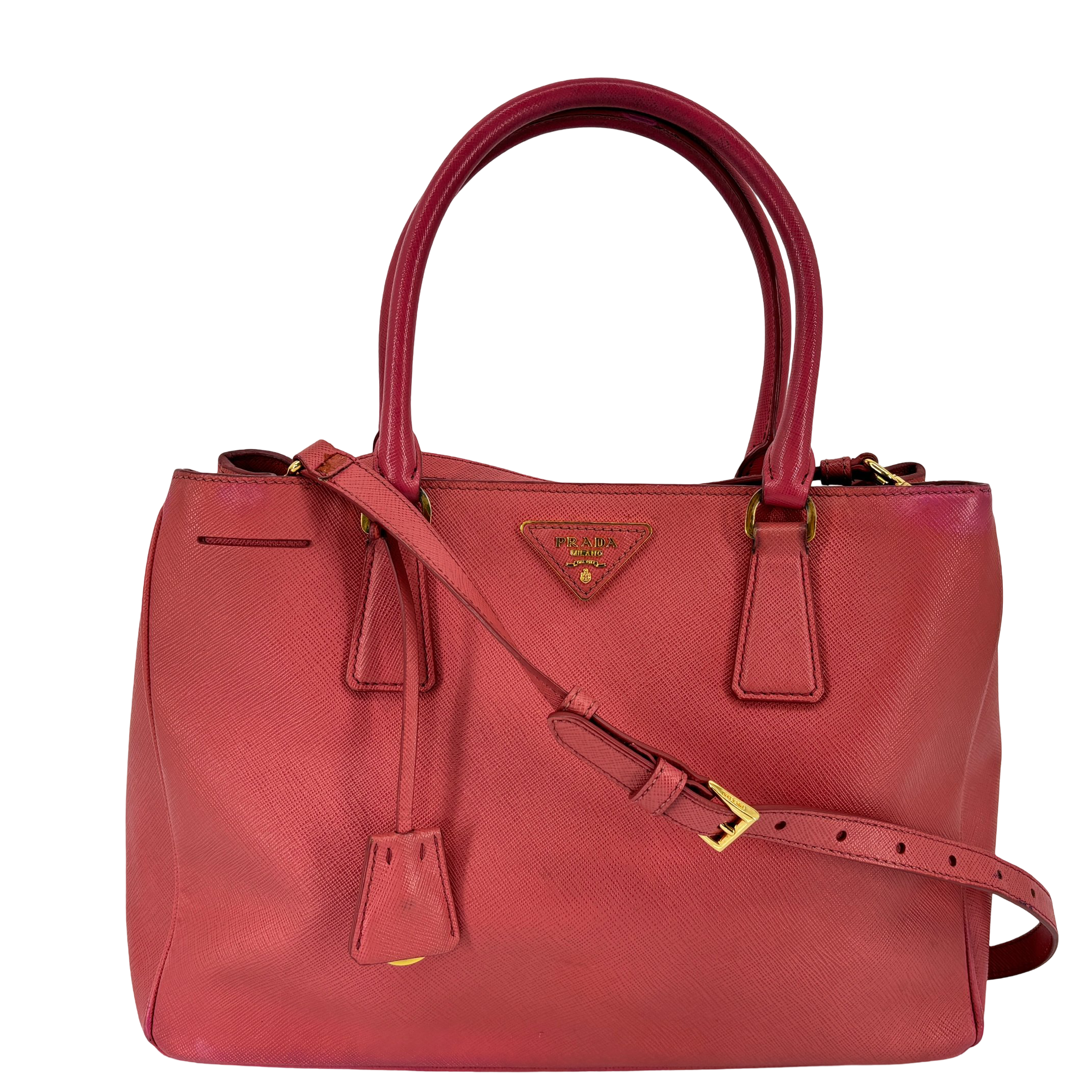 Prada Galleria Hand Bag Pink Saffiano Leather