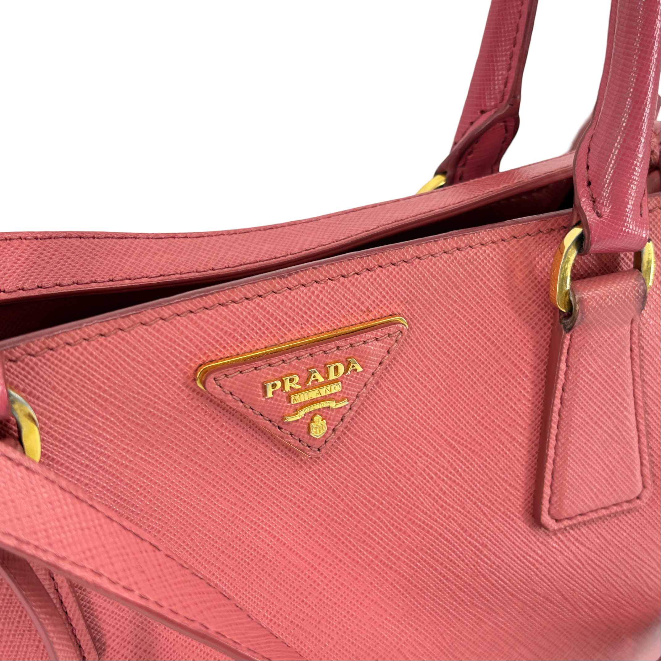 Prada Galleria Hand Bag Pink Saffiano Leather