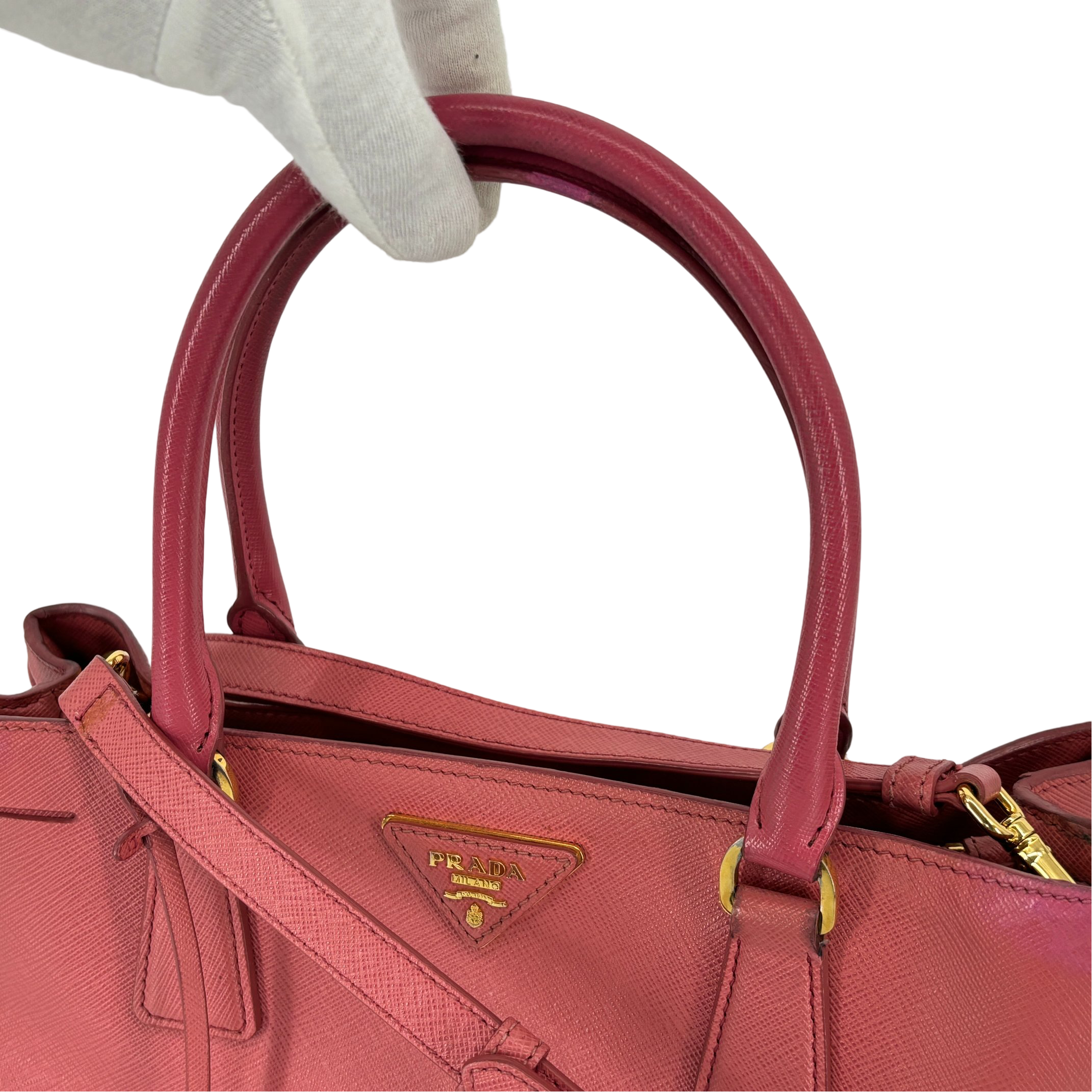 Prada Galleria Hand Bag Pink Saffiano Leather