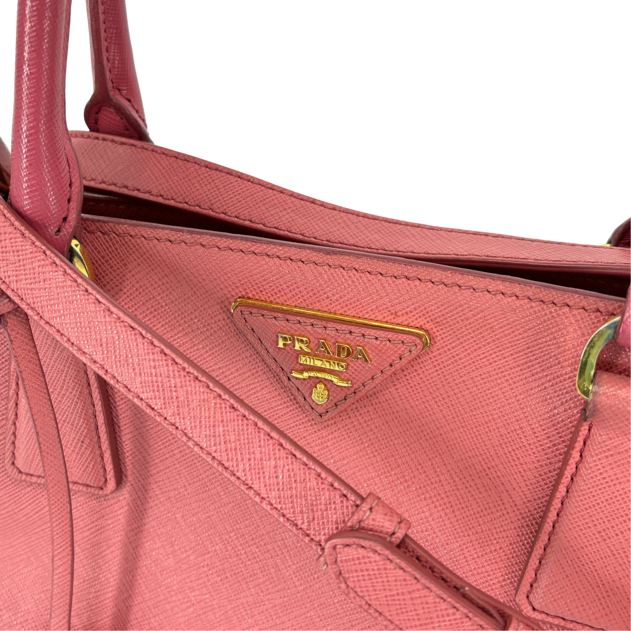 Prada Galleria Hand Bag Pink Saffiano Leather