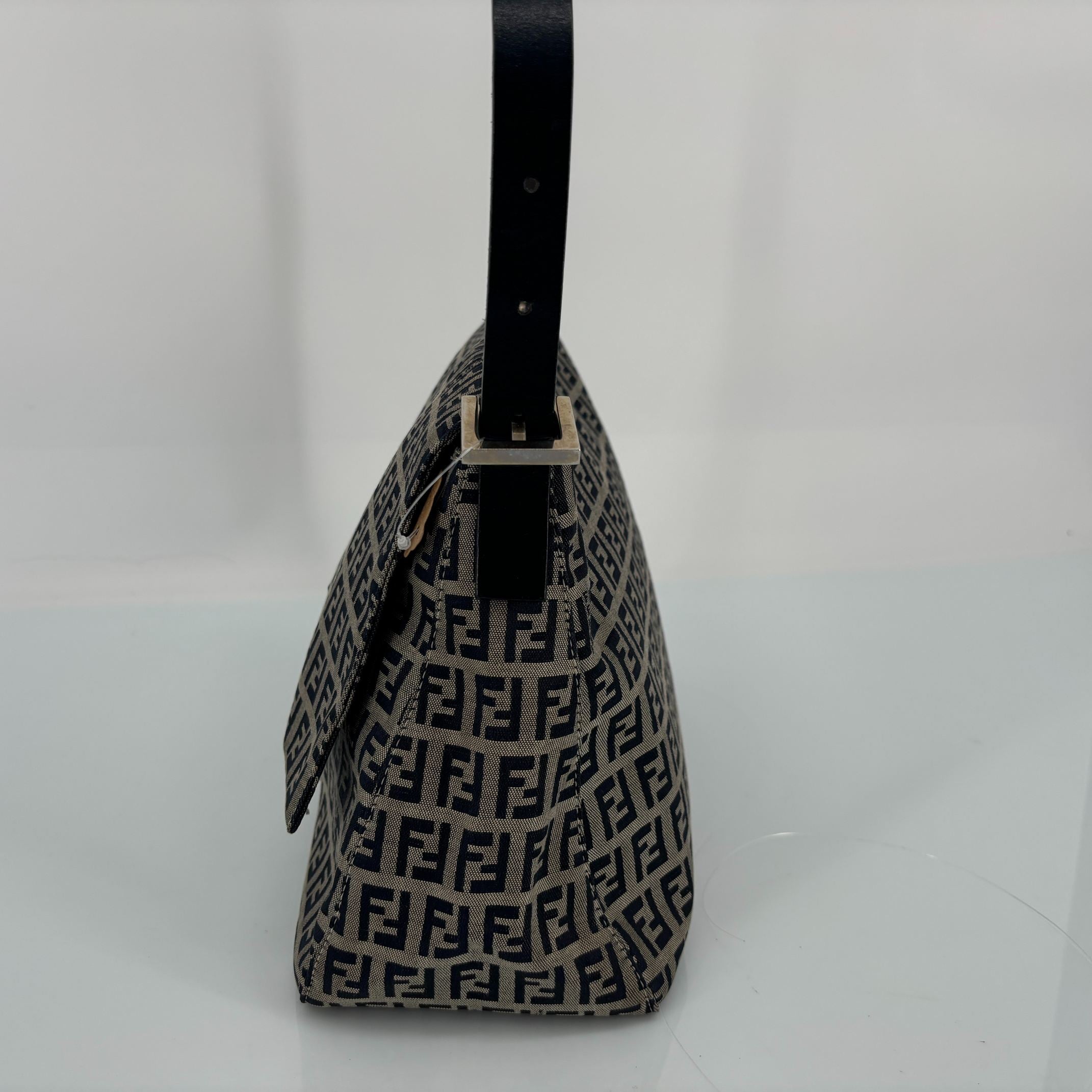 Fendi Mamma Baguette Bag Navy Zucchino Monogram