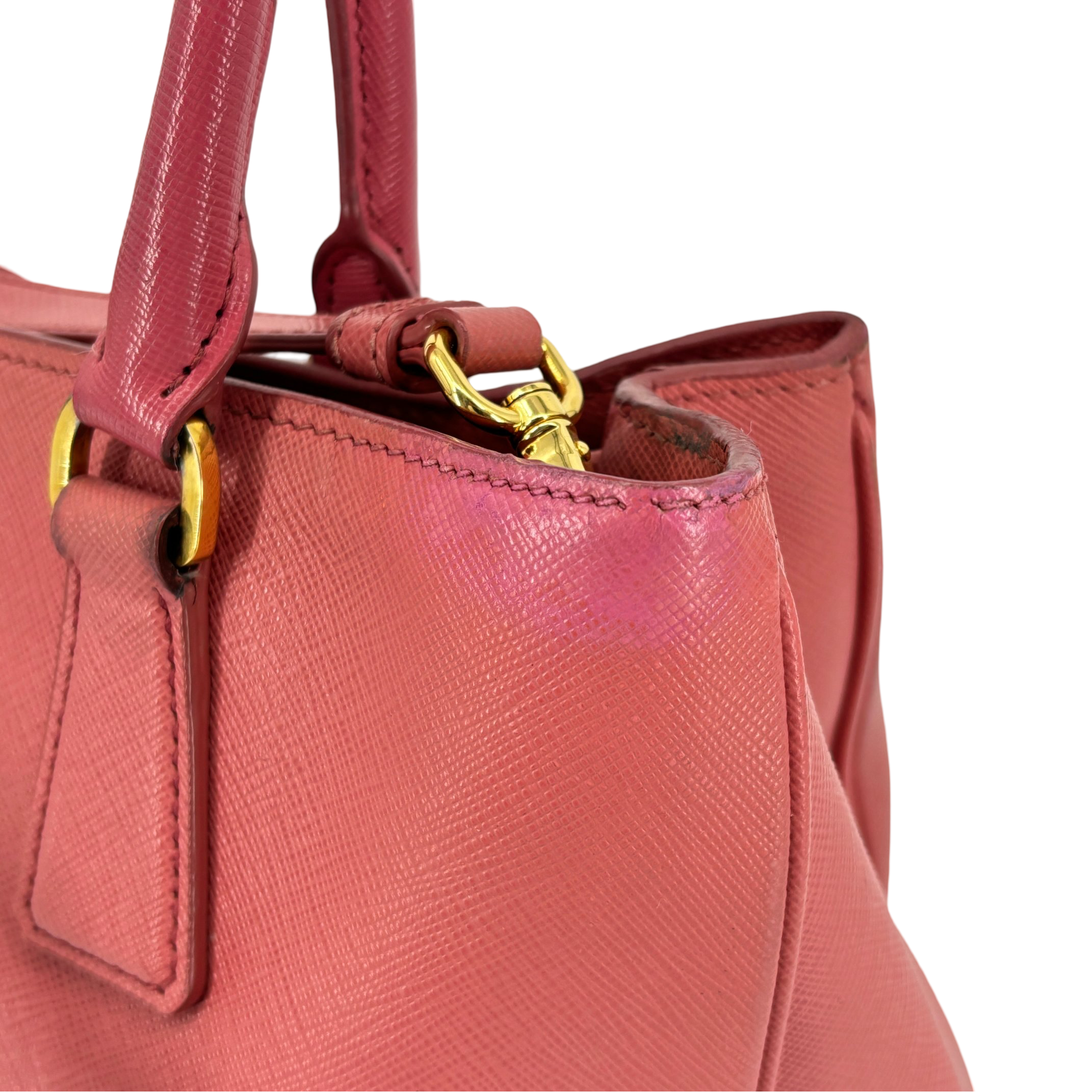 Prada Galleria Hand Bag Pink Saffiano Leather