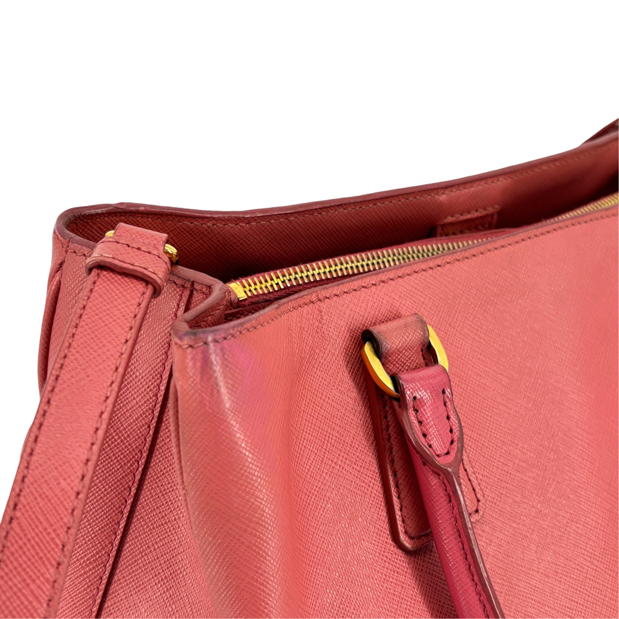 Prada Galleria Hand Bag Pink Saffiano Leather