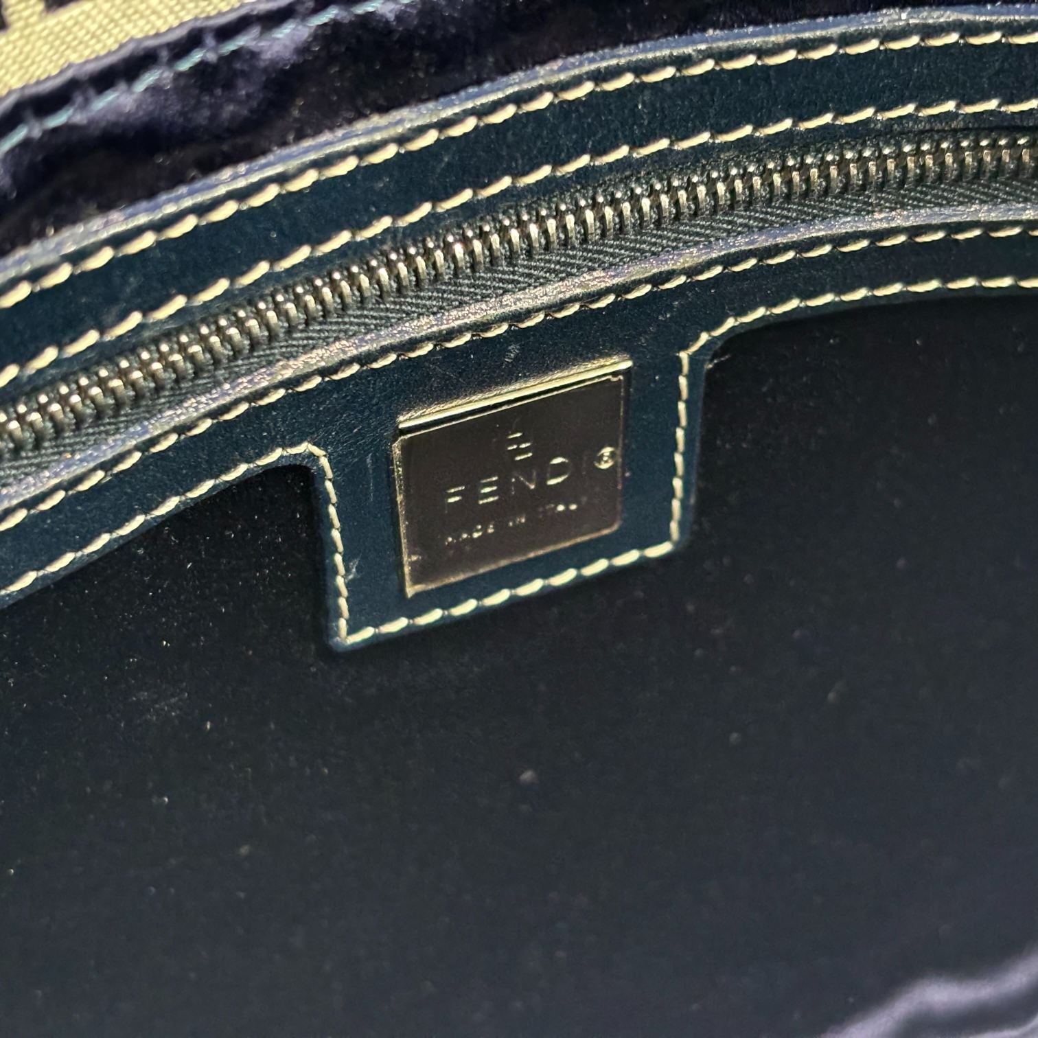 Fendi Mamma Baguette Bag Navy Zucchino Monogram