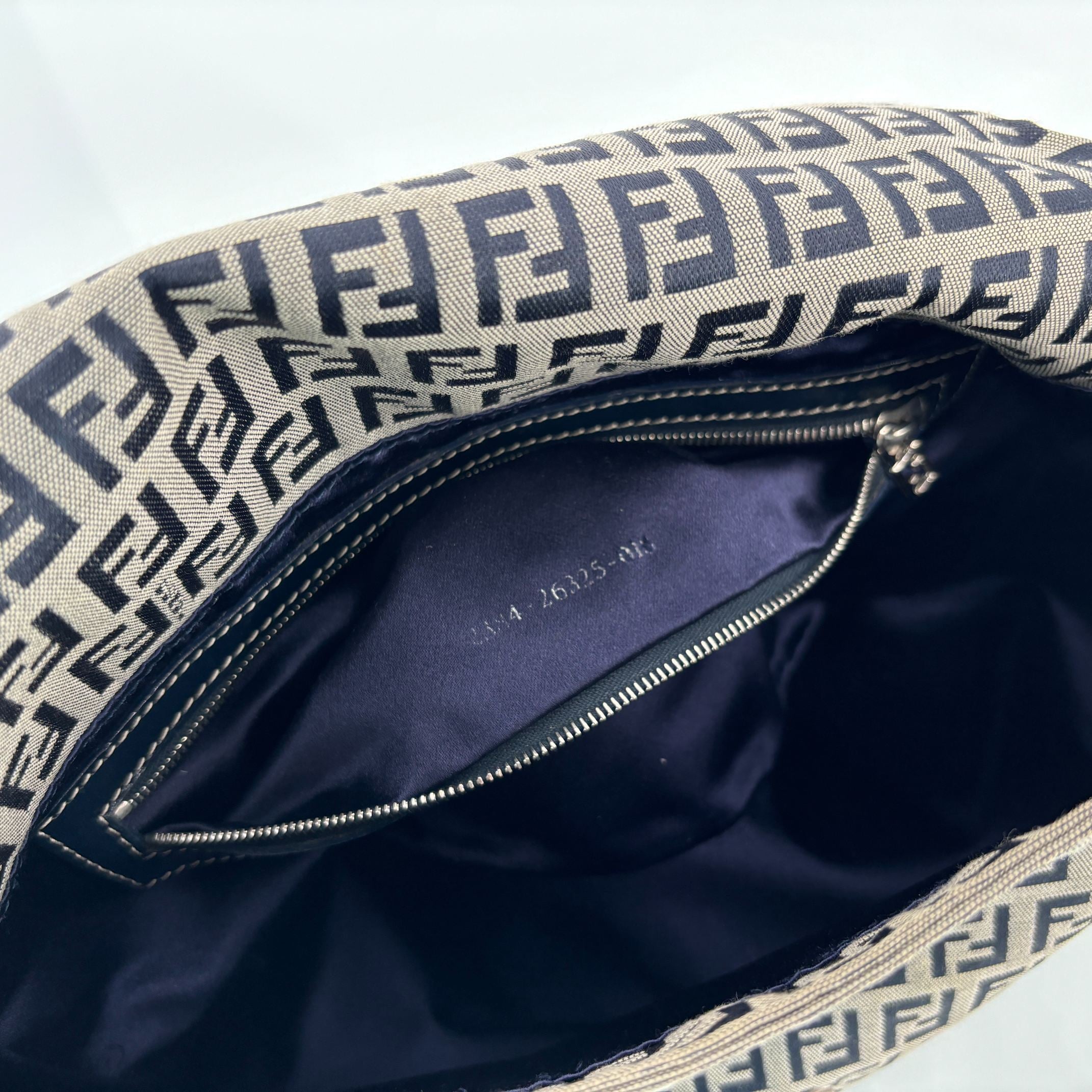 Fendi Mamma Baguette Bag Navy Zucchino Monogram