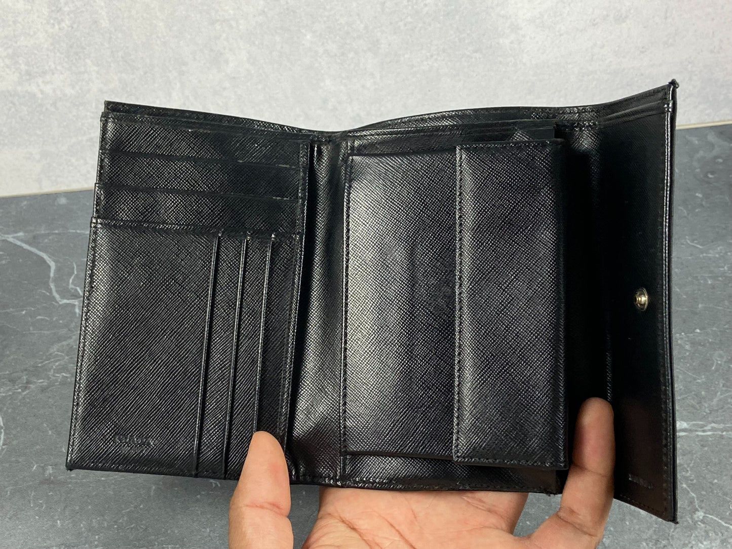 Prada Tessuto Nylon Trifold Wallet Black