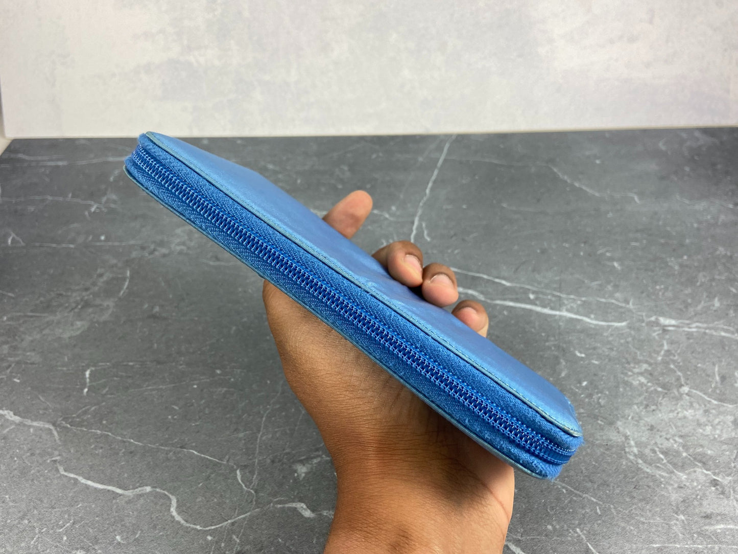 Prada Tessuto Nylon Zippy Wallet Blue