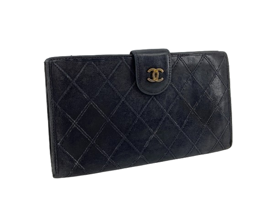 Chanel CC Long Wallet Black Leather