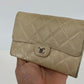 Chanel Timeless / Classic Matelasse Flap Wallet Beige Leather
