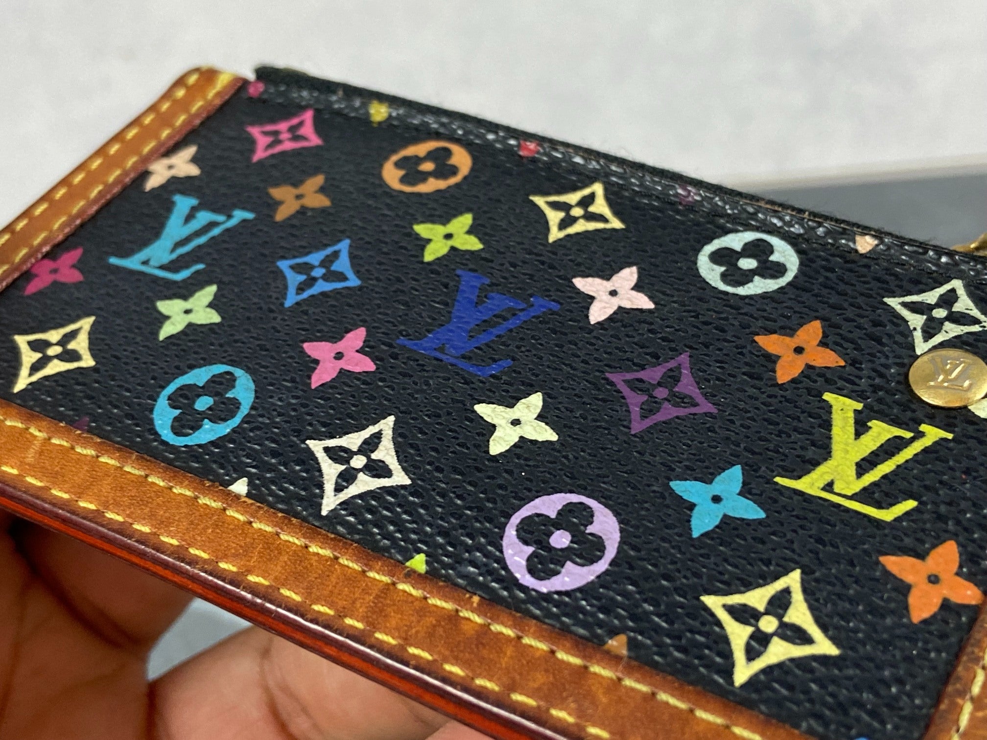 Louis Vuitton Pochette Cles Key Pouch Murakami Multicolor Black