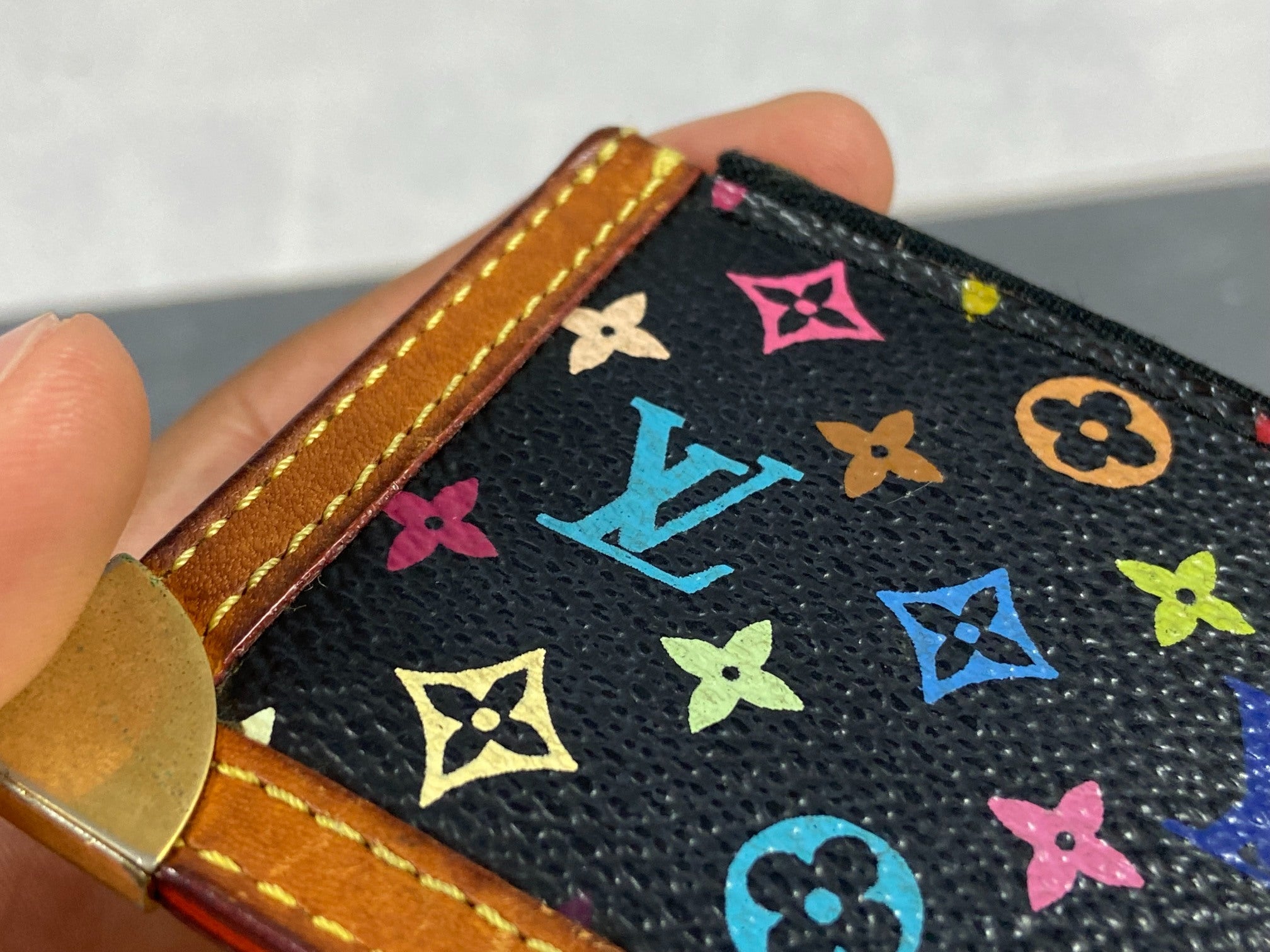 Louis Vuitton Pochette Cles Key Pouch Murakami Multicolor Black