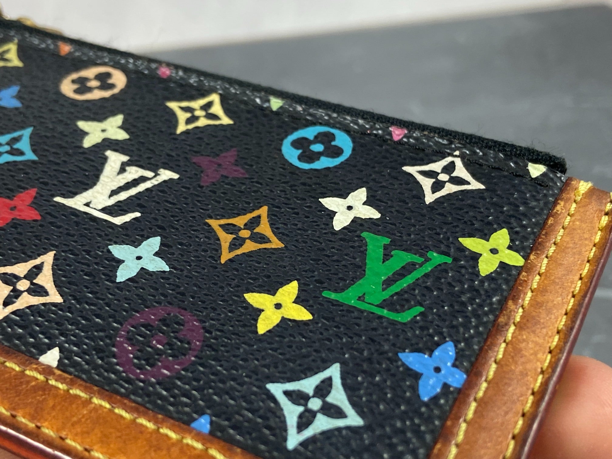 Louis Vuitton Pochette Cles Key Pouch Murakami Multicolor Black