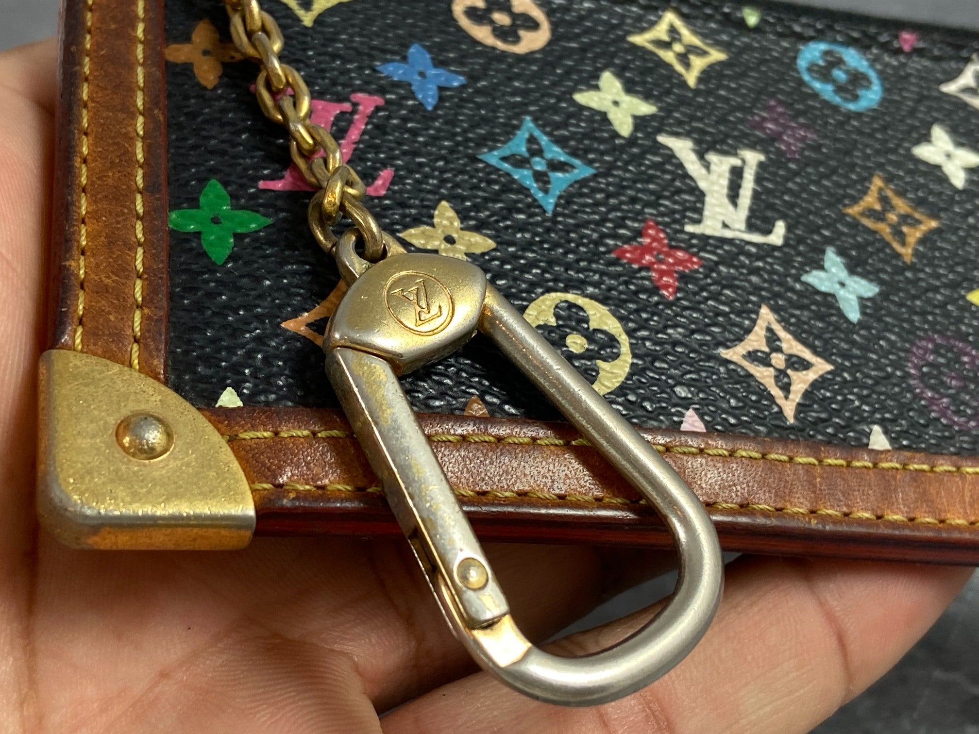 Louis Vuitton Pochette Cles Key Pouch Murakami Multicolor Black