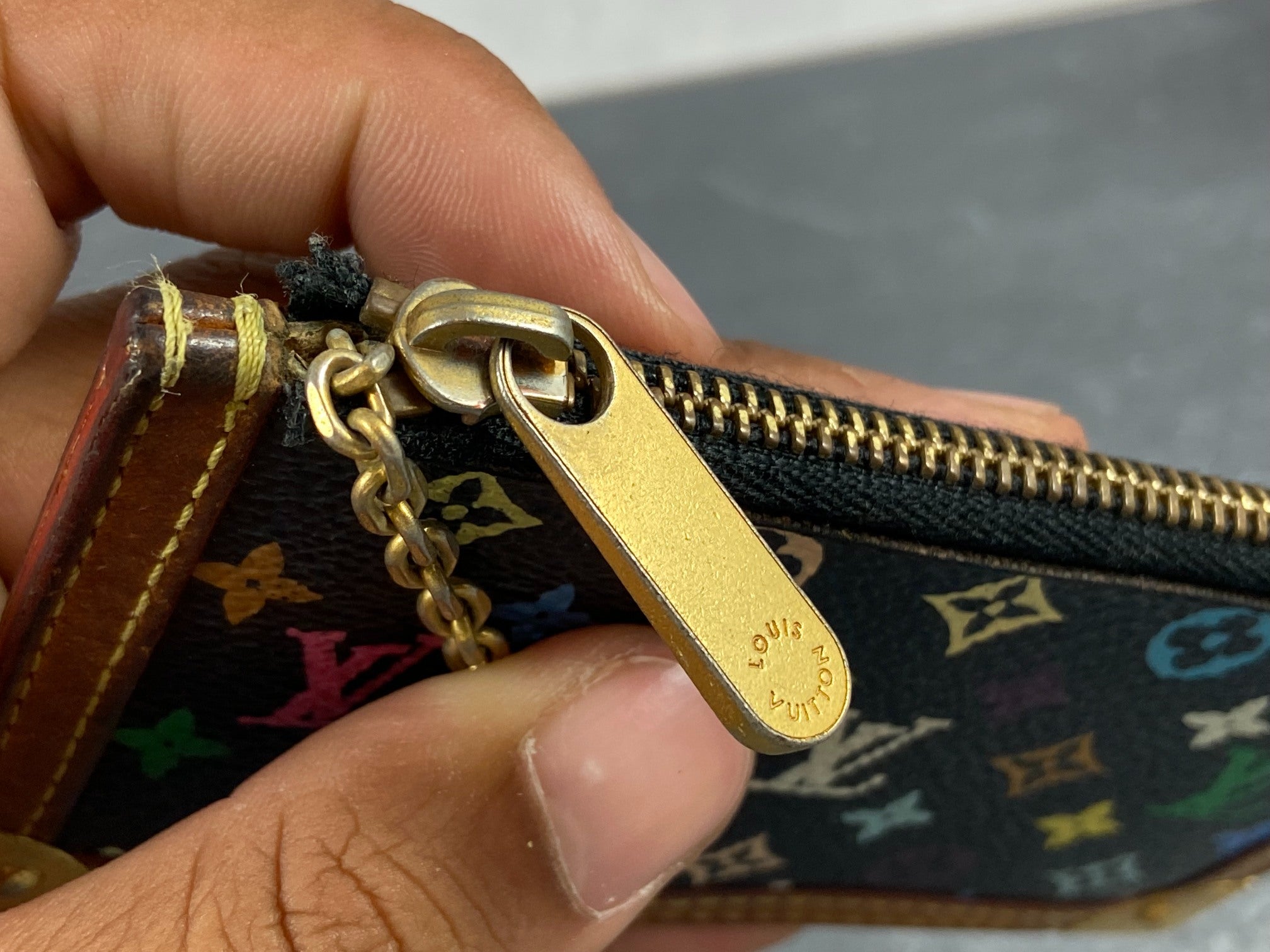 Louis Vuitton Pochette Cles Key Pouch Murakami Multicolor Black