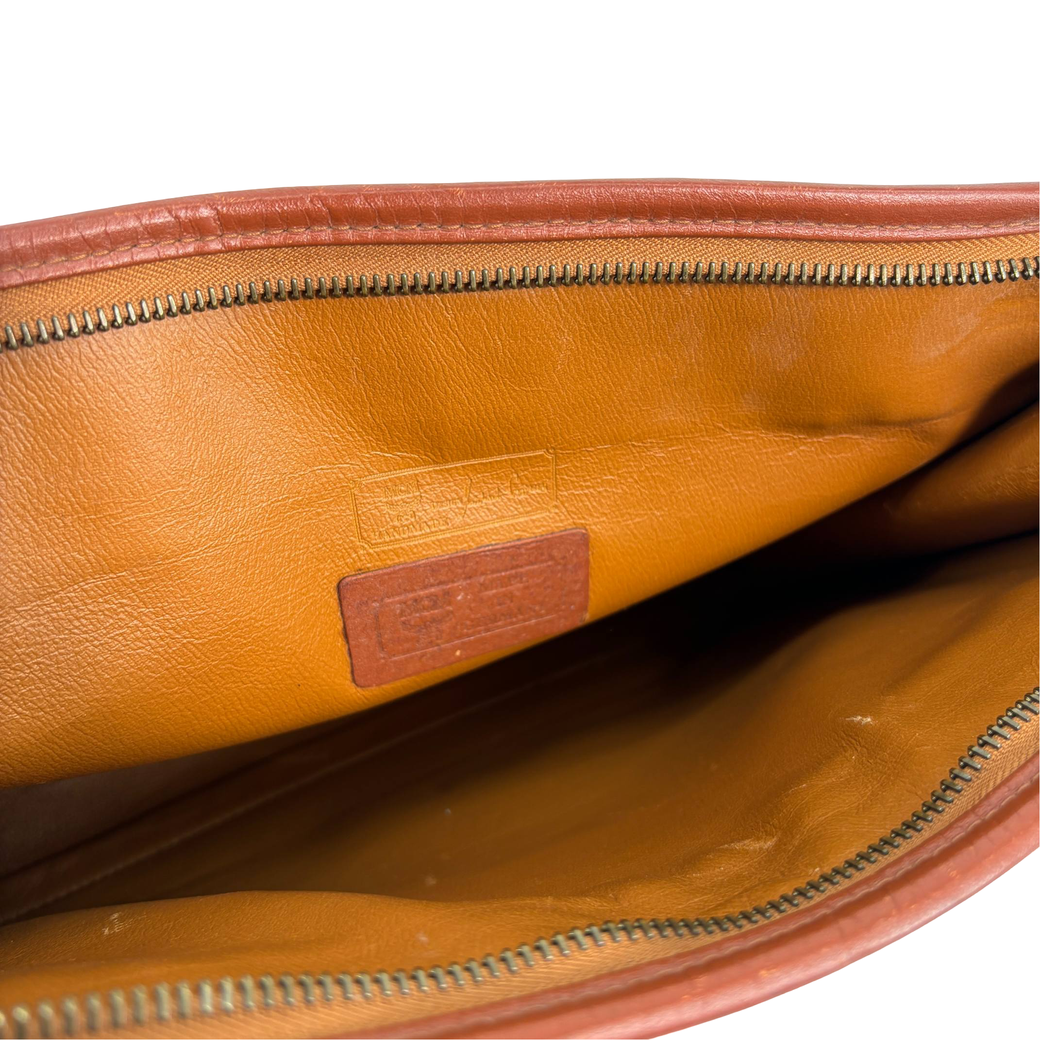 MCM Toiletry Pouch Beige Visetos Cognac Monogram