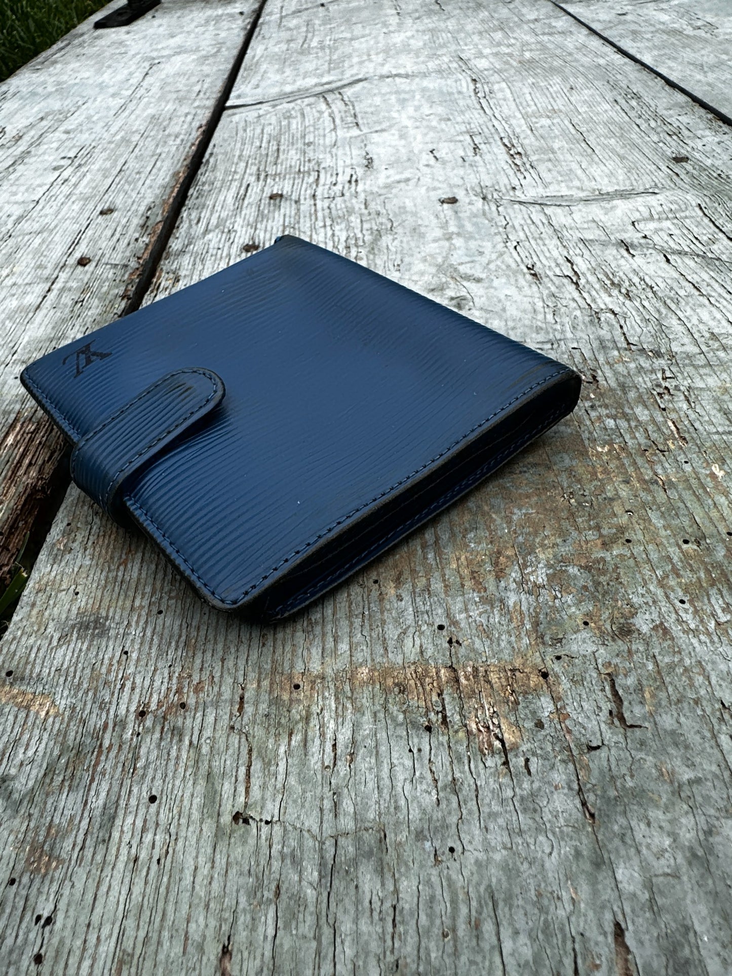 Louis Vuitton Compact Wallet Blue Epi Leather