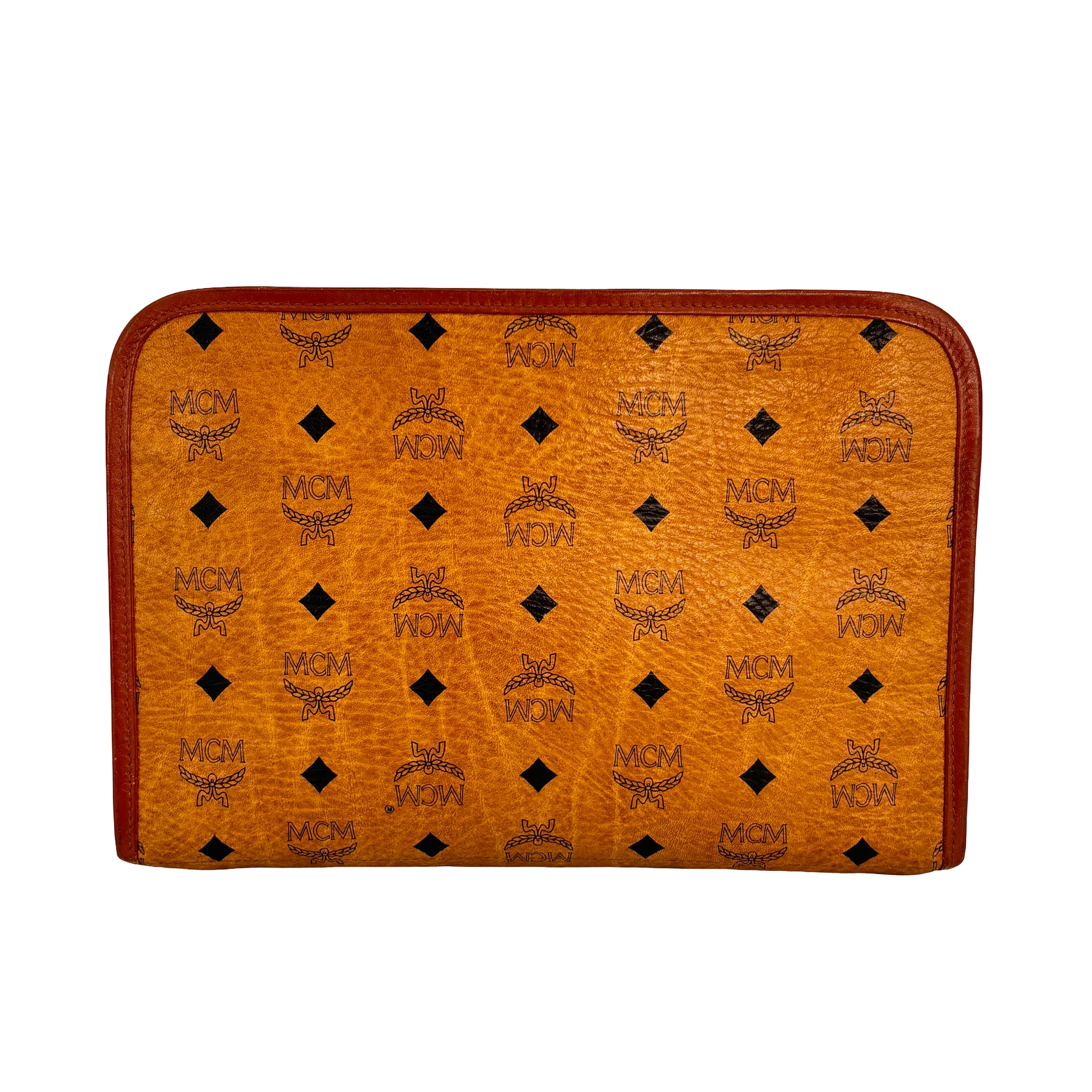 MCM Toiletry Pouch Beige Visetos Cognac Monogram