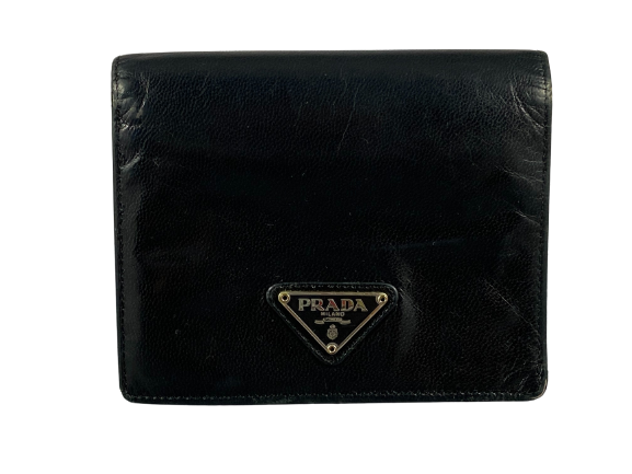 Prada Compact Wallet Black Leather