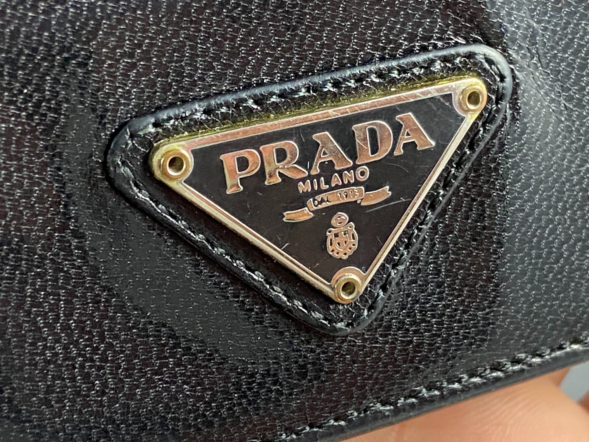 Prada Compact Wallet Black Leather