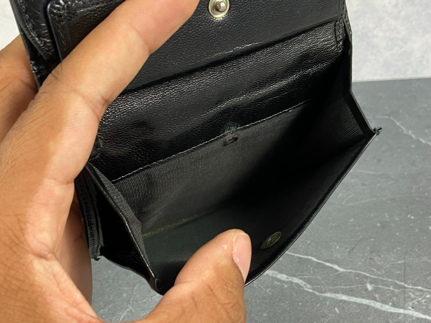 Prada Compact Wallet Black Leather
