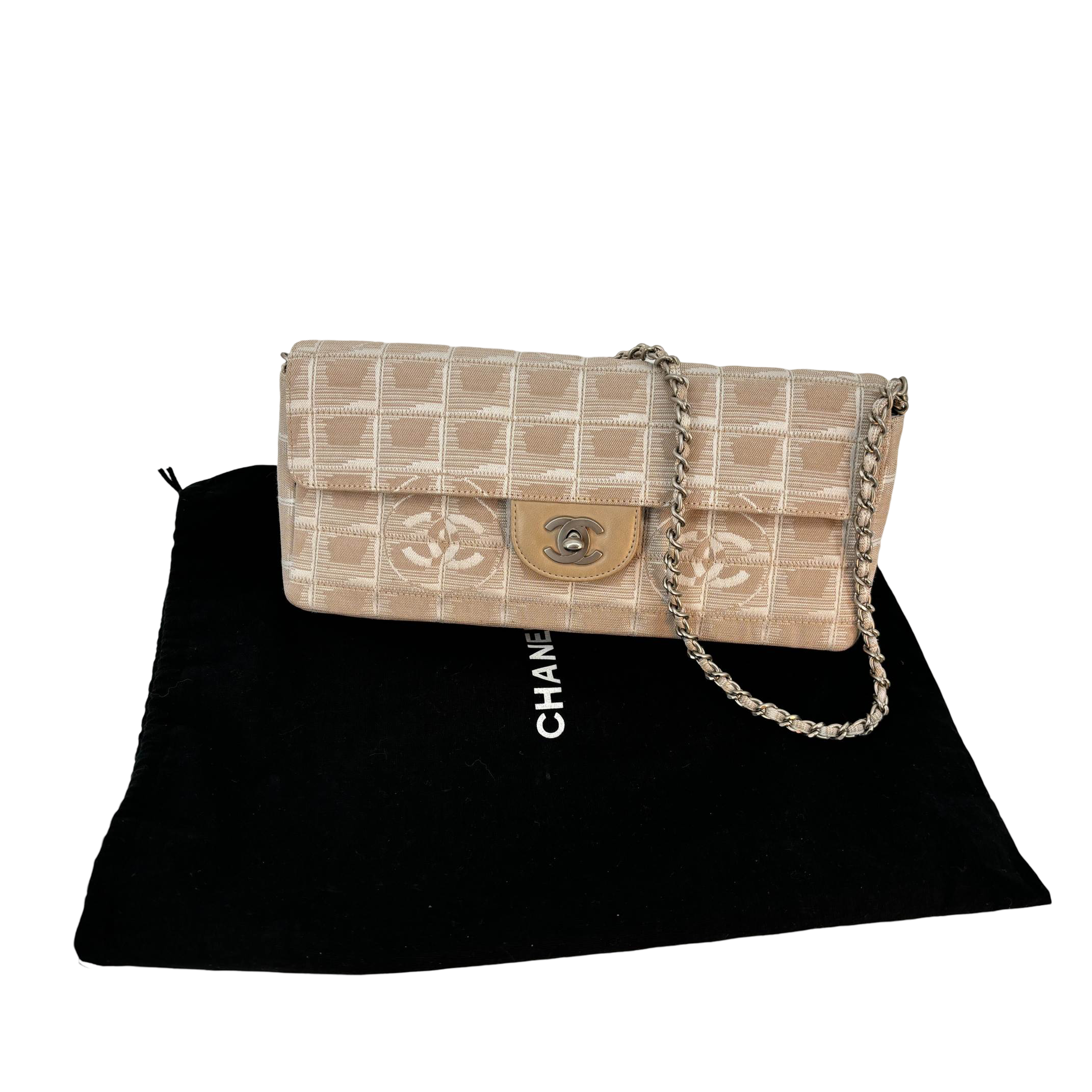 Chanel Travel Line East West Flap Bag Beige