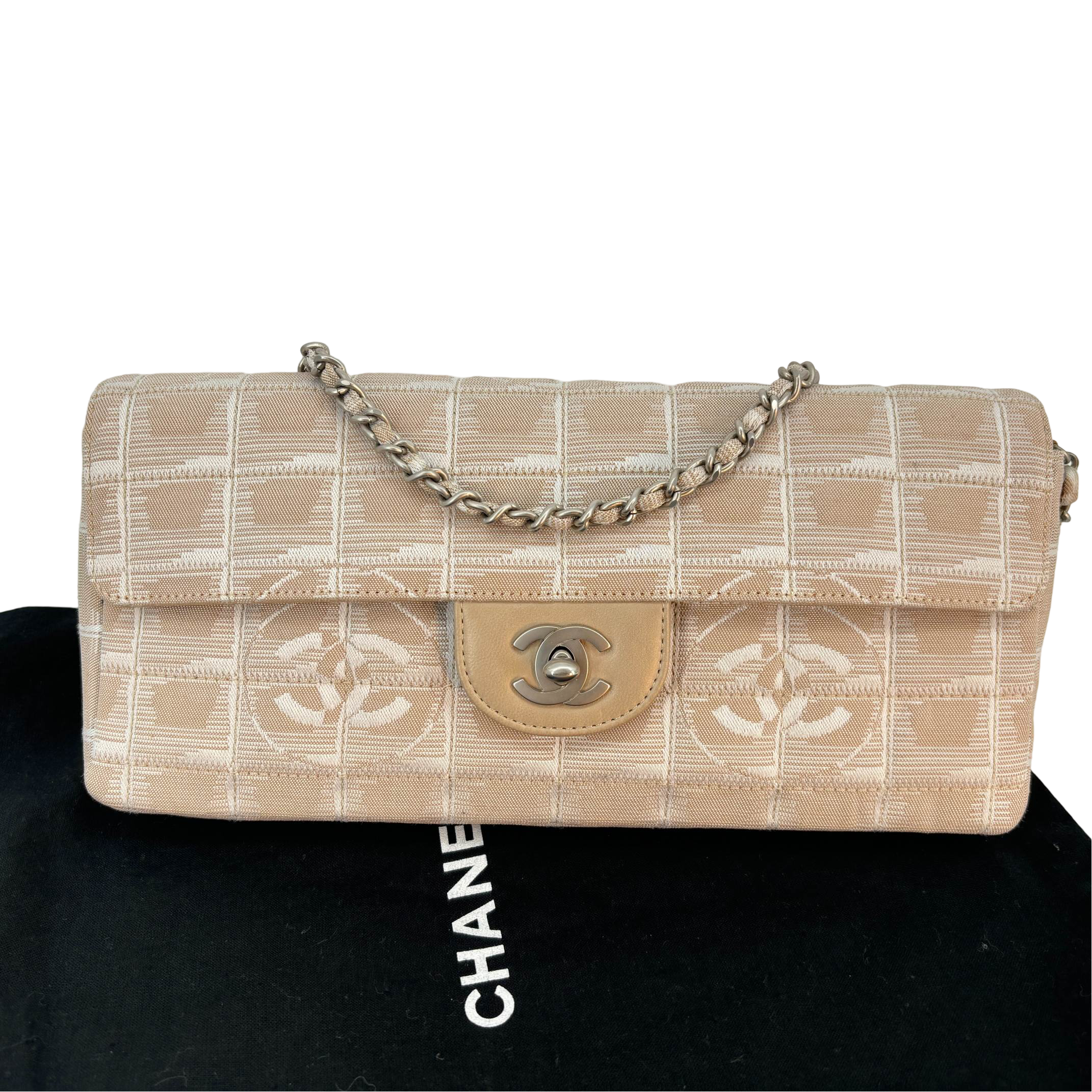 Chanel Travel Line East West Flap Bag Beige