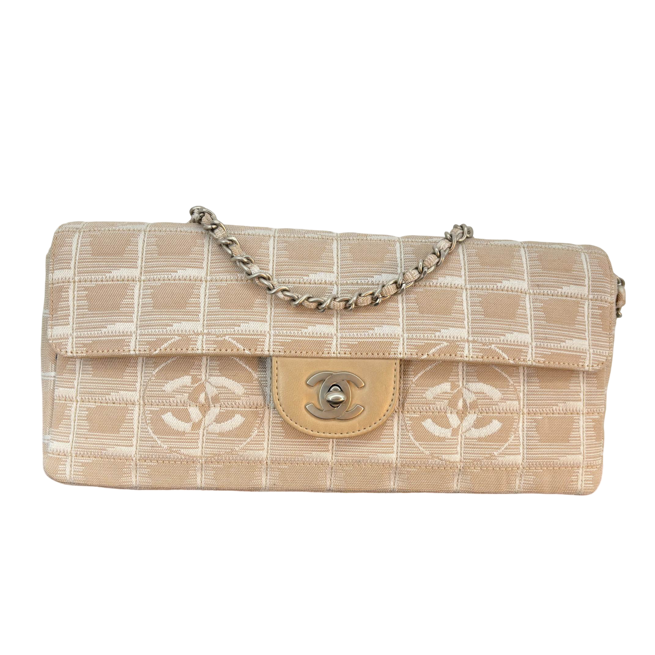 Chanel Travel Line East West Flap Bag Beige