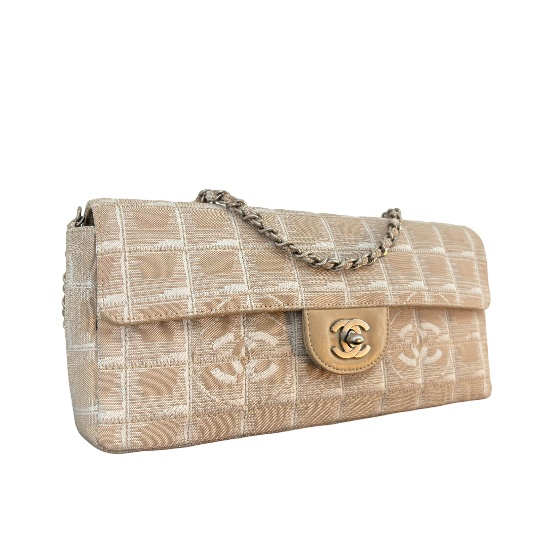 Chanel Travel Line East West Flap Bag Beige