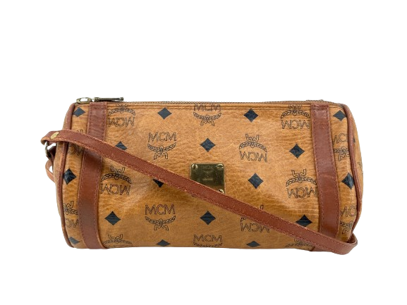 MCM Shoulder Bag Beige Visetos Cognac Monogram