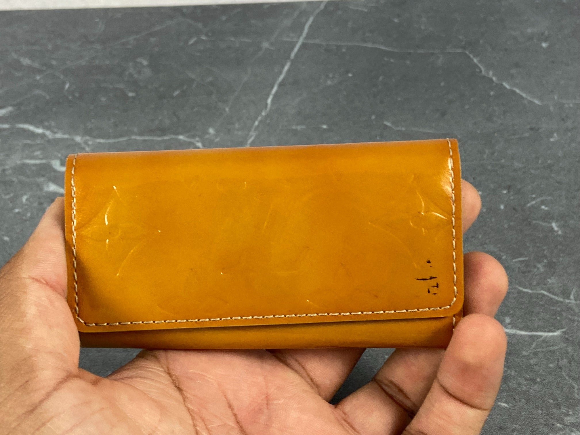 Louis Vuitton 4 Key Holder Orange Vernis Leather