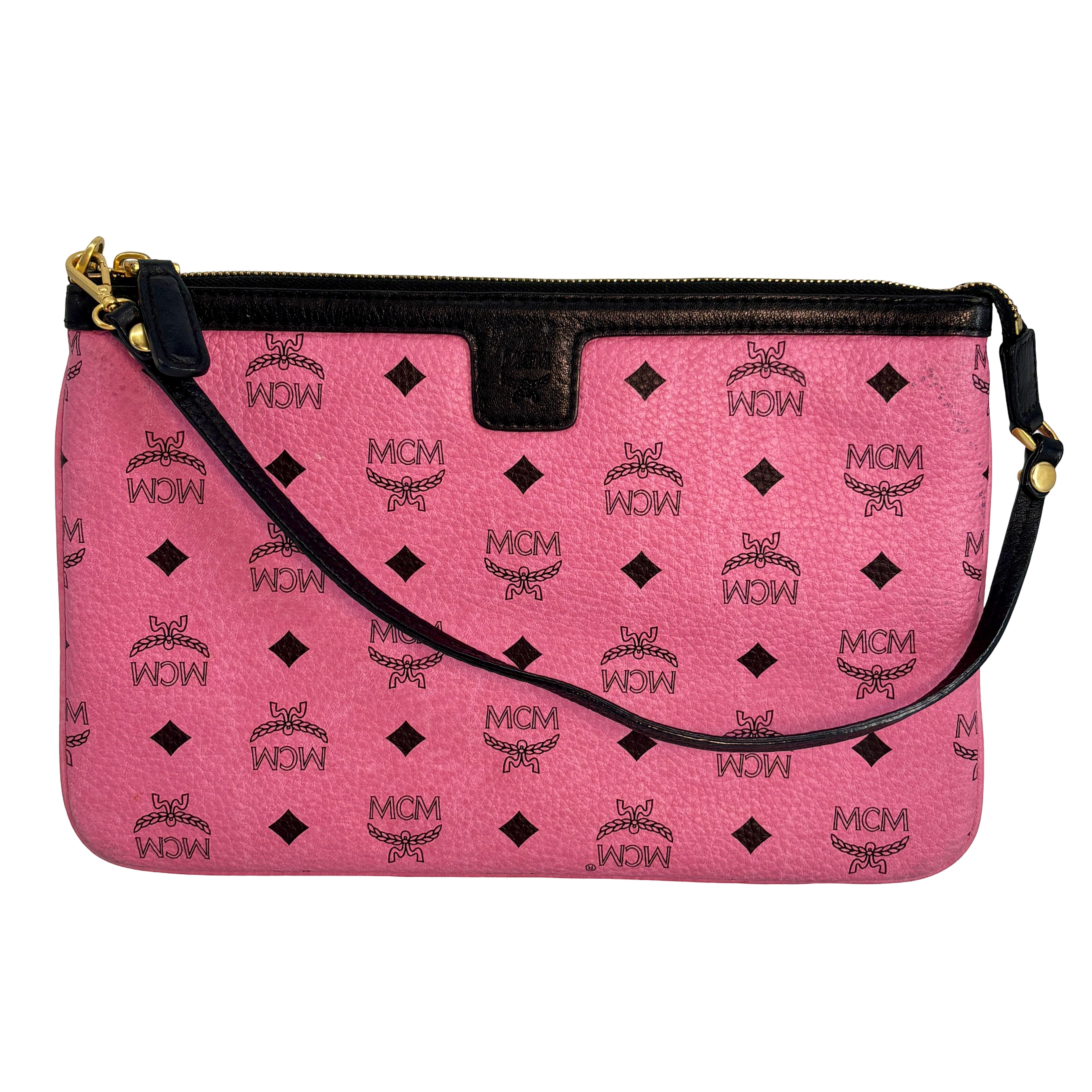 MCM Liz Accessory Pouch / Clutch Pink Visetos Monogram