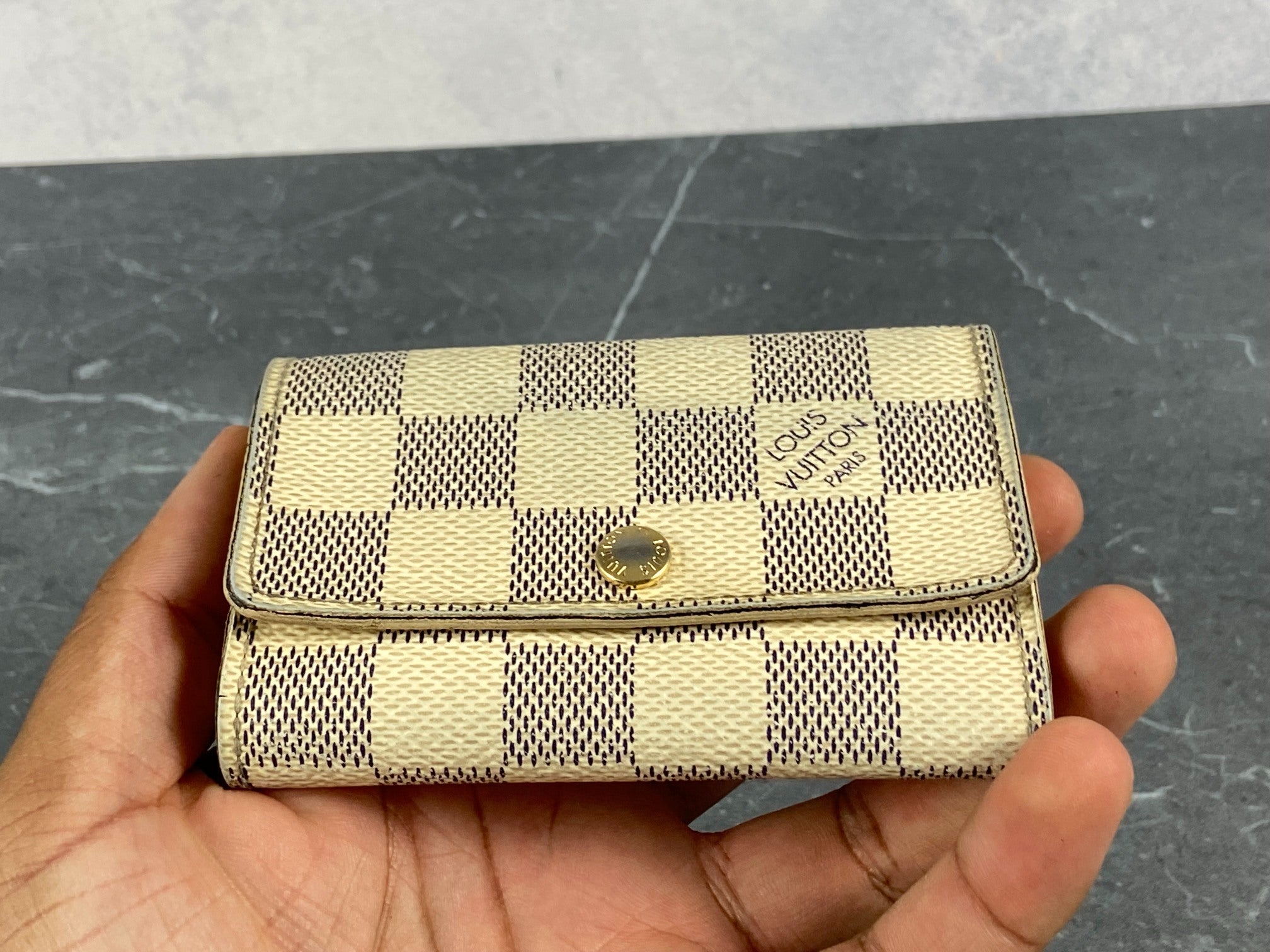 Louis Vuitton 6 Key Holder Damier Azur Canvas